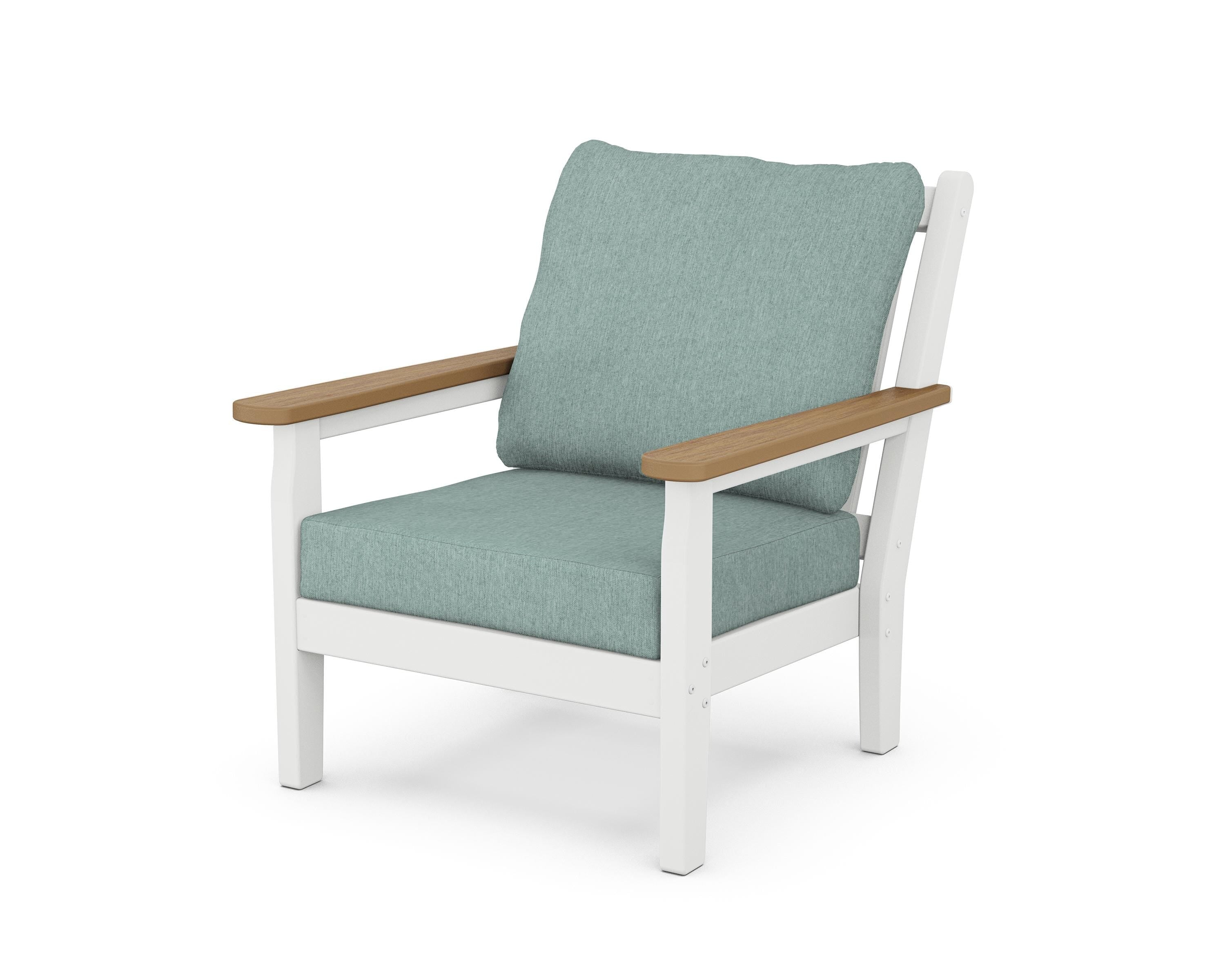 POLYWOOD® Chippendale Deep Seating Chair in White / Natural / Glacier Spa
