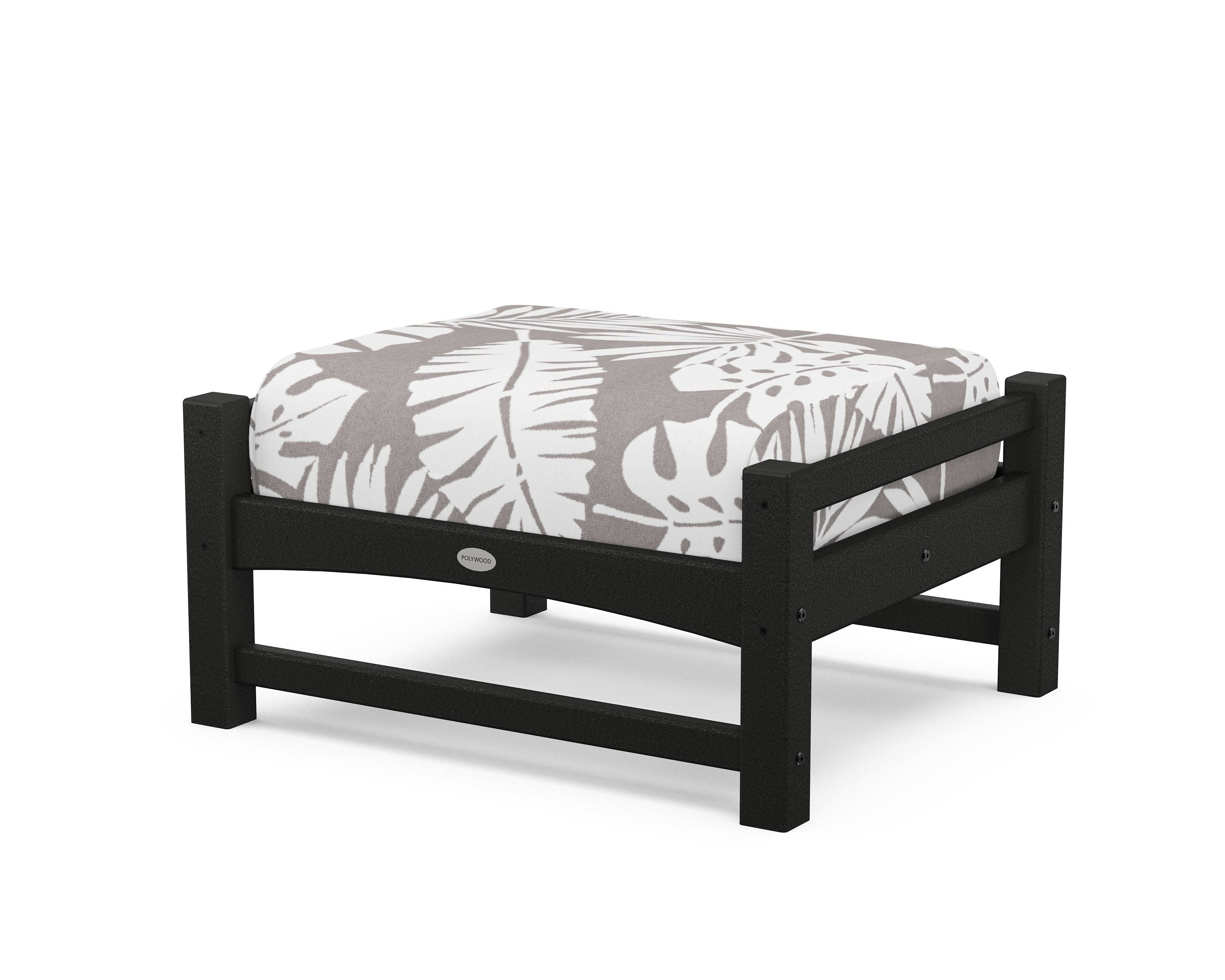 POLYWOOD® Club Ottoman in Black / Leaf Grey Mist