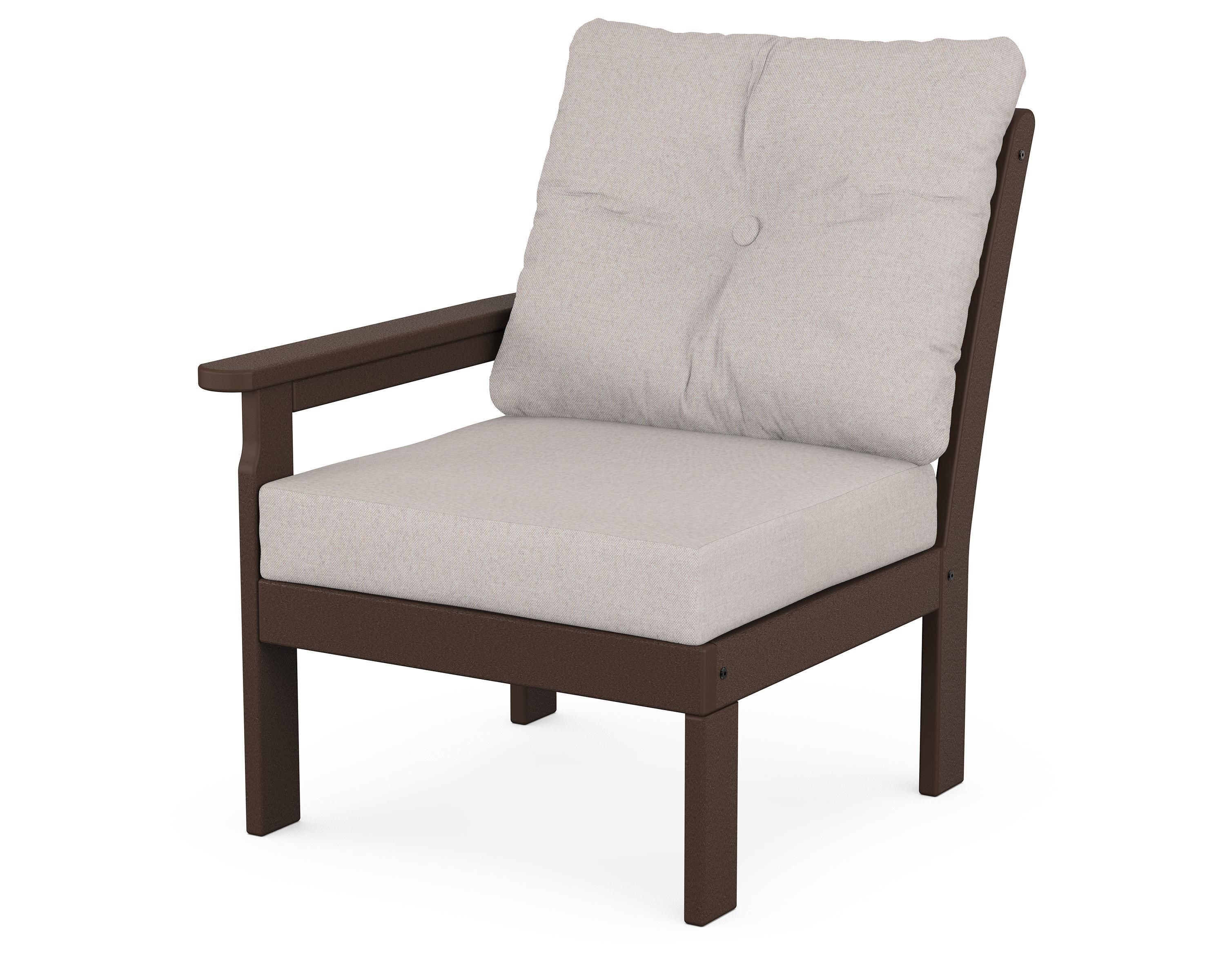 POLYWOOD® Vineyard Modular Left Arm Chair in Mahogany / Dune Burlap