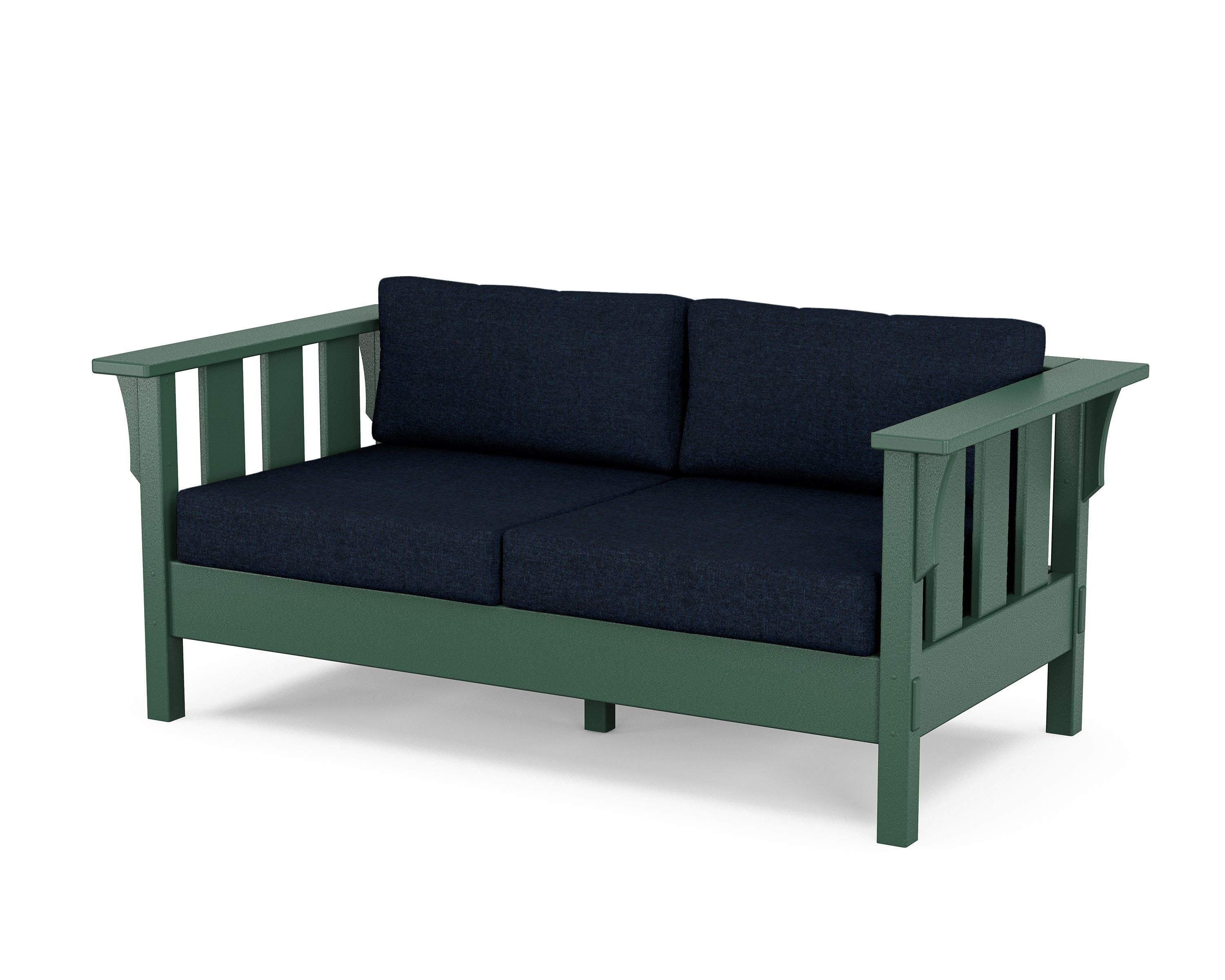 Martha Stewart by POLYWOOD® Acadia Deep Seating Loveseat in Green / Marine Indigo