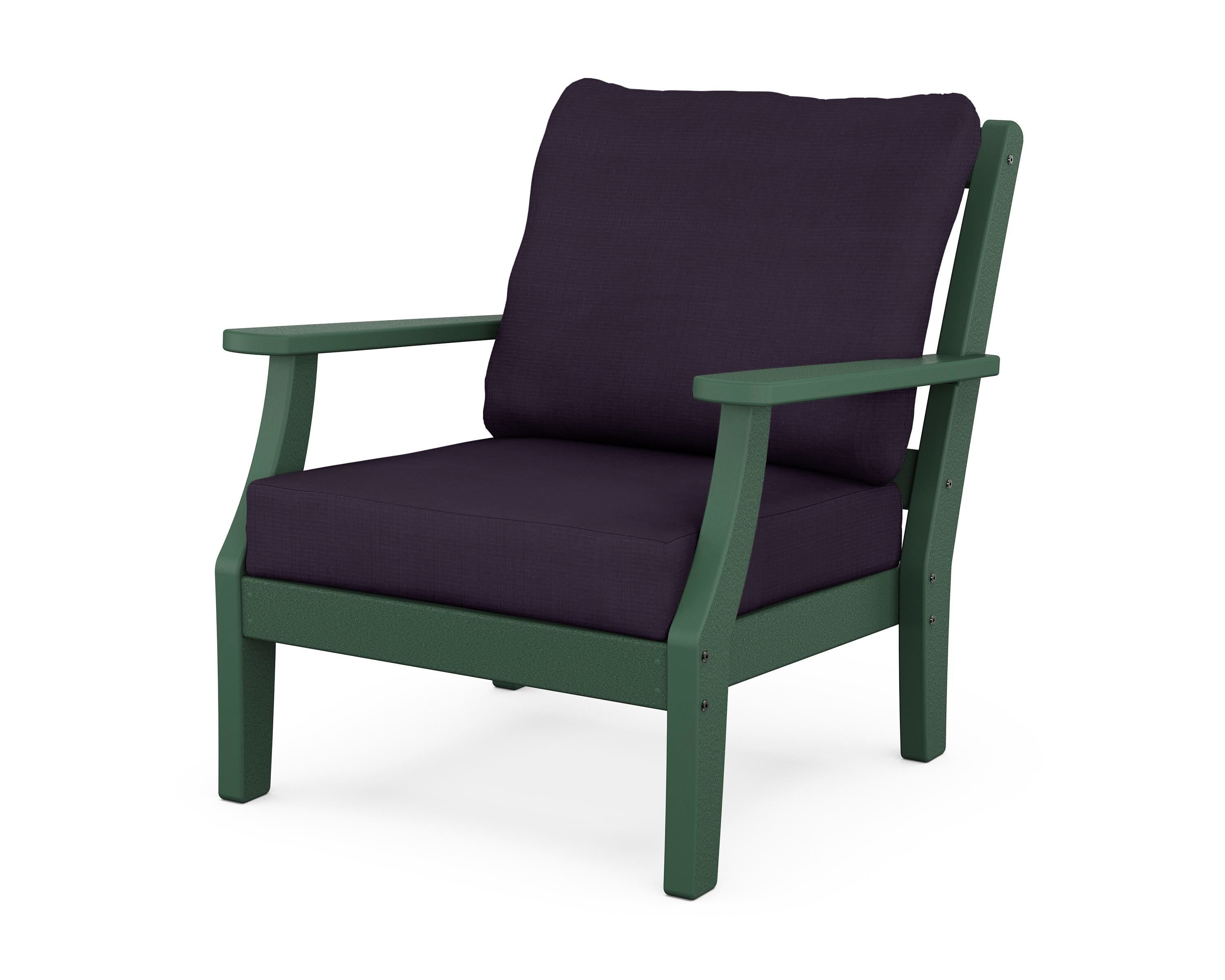 Martha Stewart by POLYWOOD® Chinoiserie Deep Seating Chair in Green / Navy Linen