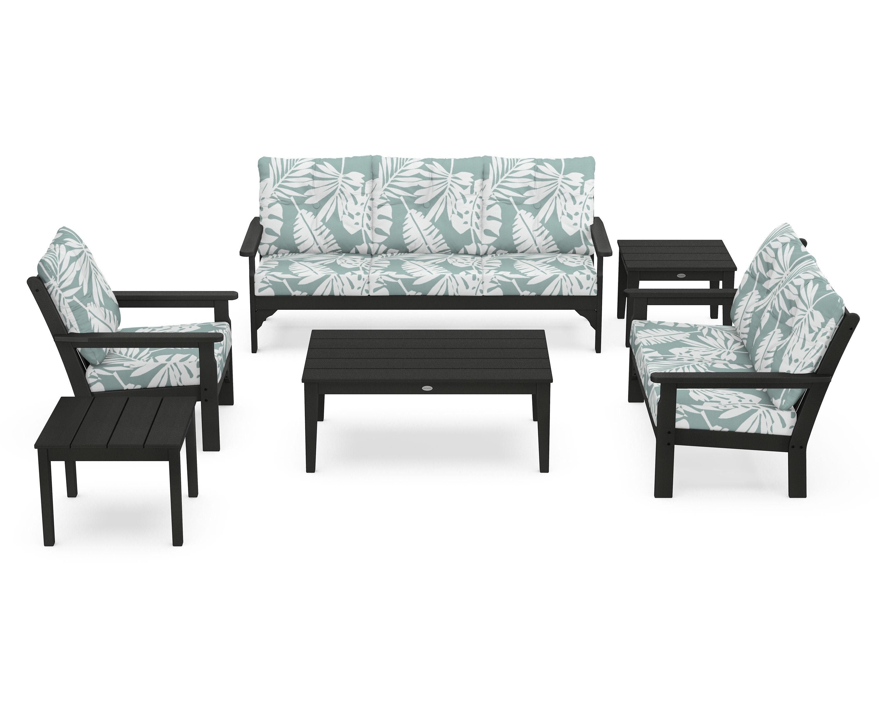POLYWOOD® Vineyard 6-Piece Deep Seating Set in Green / Leaf Glacier Spa