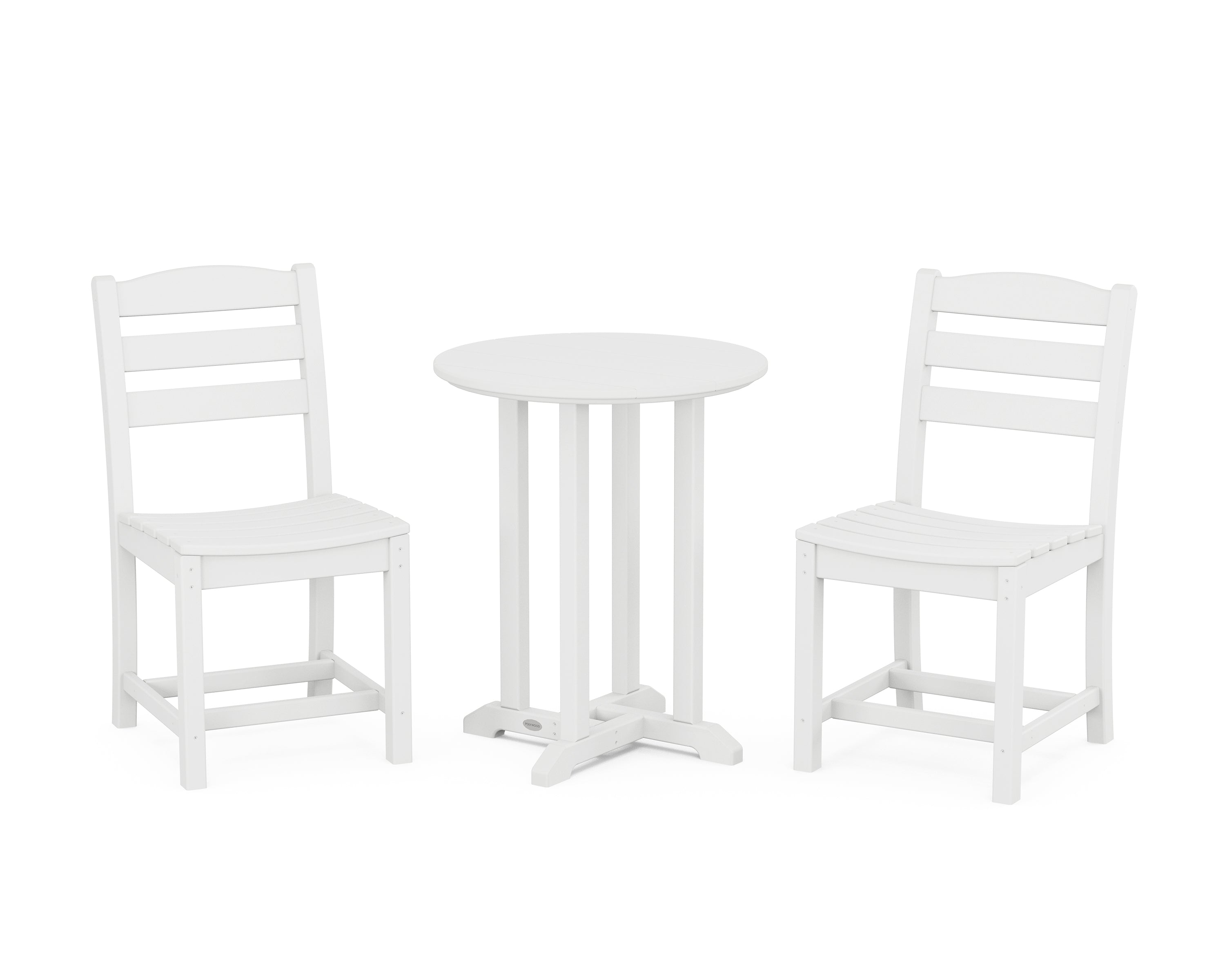 POLYWOOD® La Casa Café Side Chair 3-Piece Round Bistro Dining Set in White