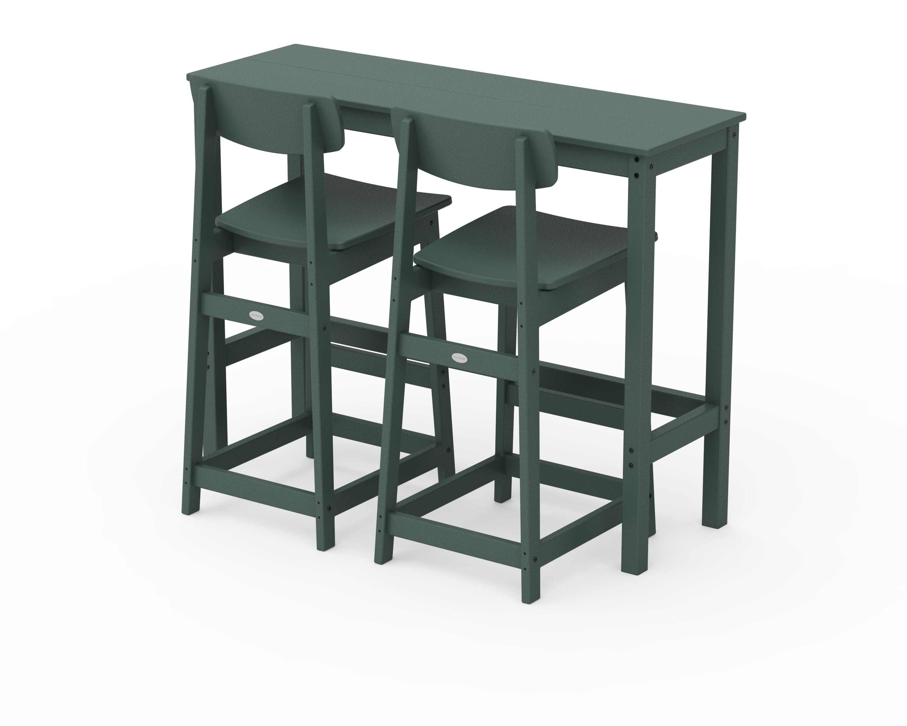 POLYWOOD® Modern Studio Urban Bar Chair 3-Piece Balcony Set in Green