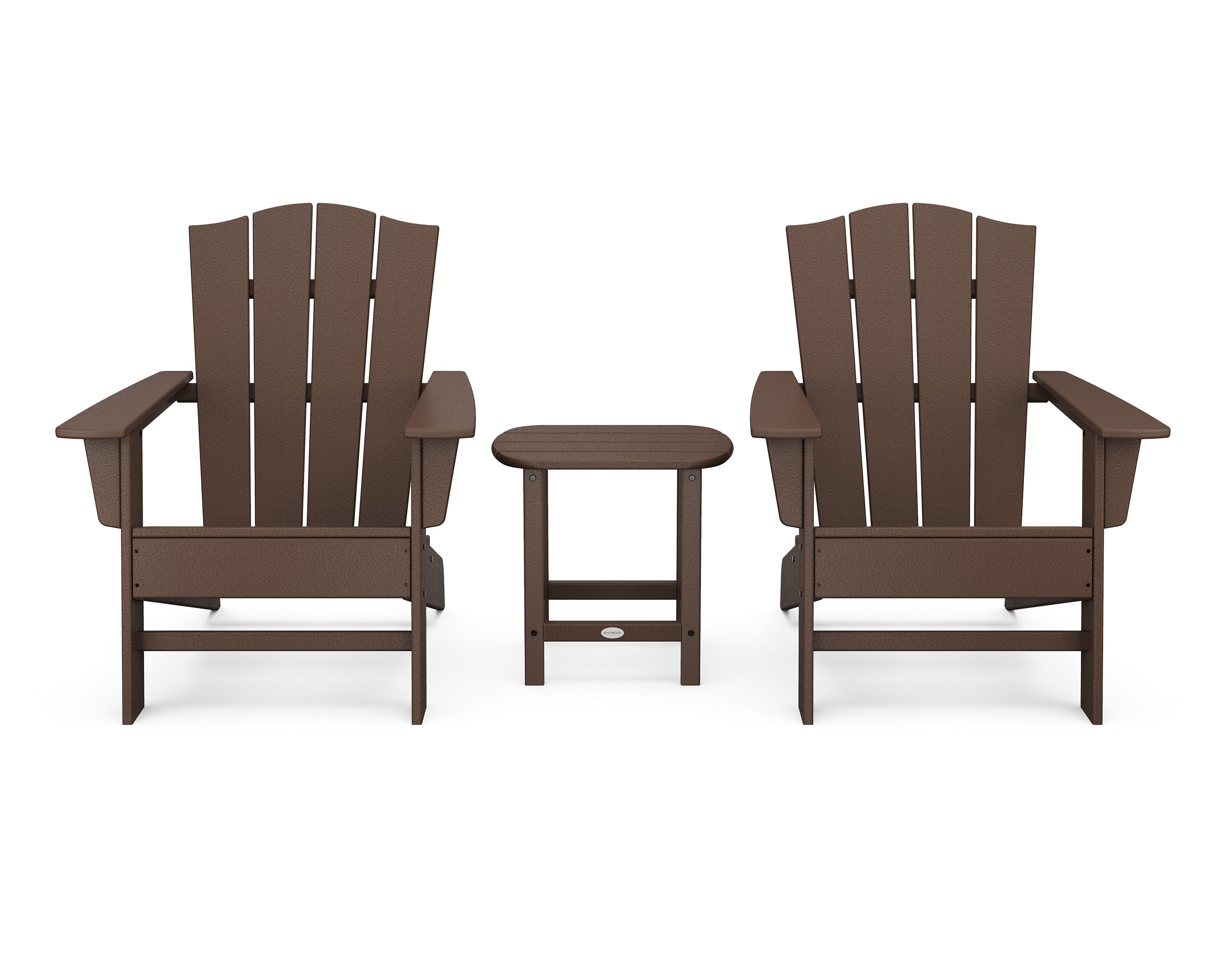 POLYWOOD® Wave 3-Piece Adirondack Chair Set with The Crest Chairs in Mahogany