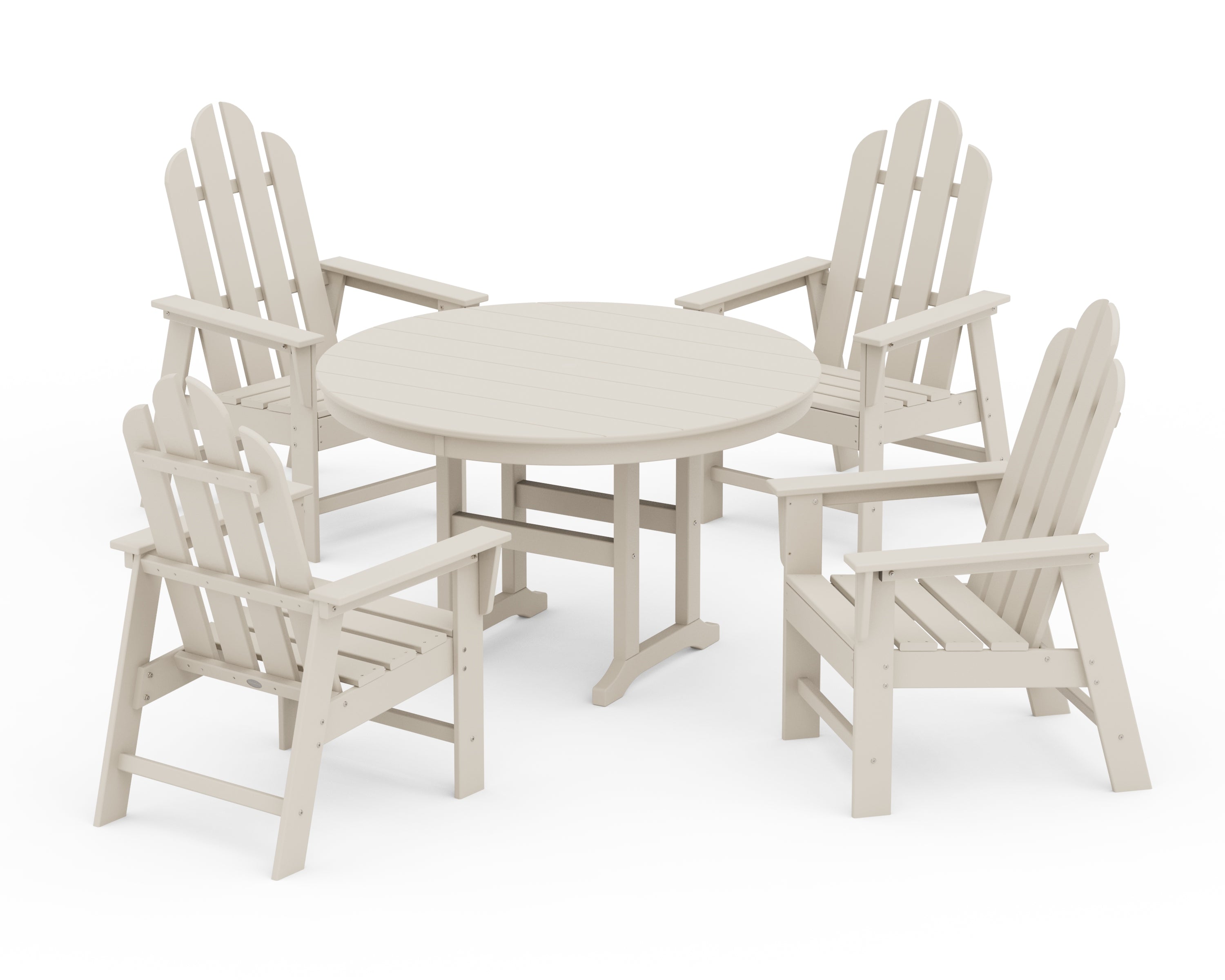 POLYWOOD® Long Island 5-Piece Round Farmhouse Dining Set in Sand