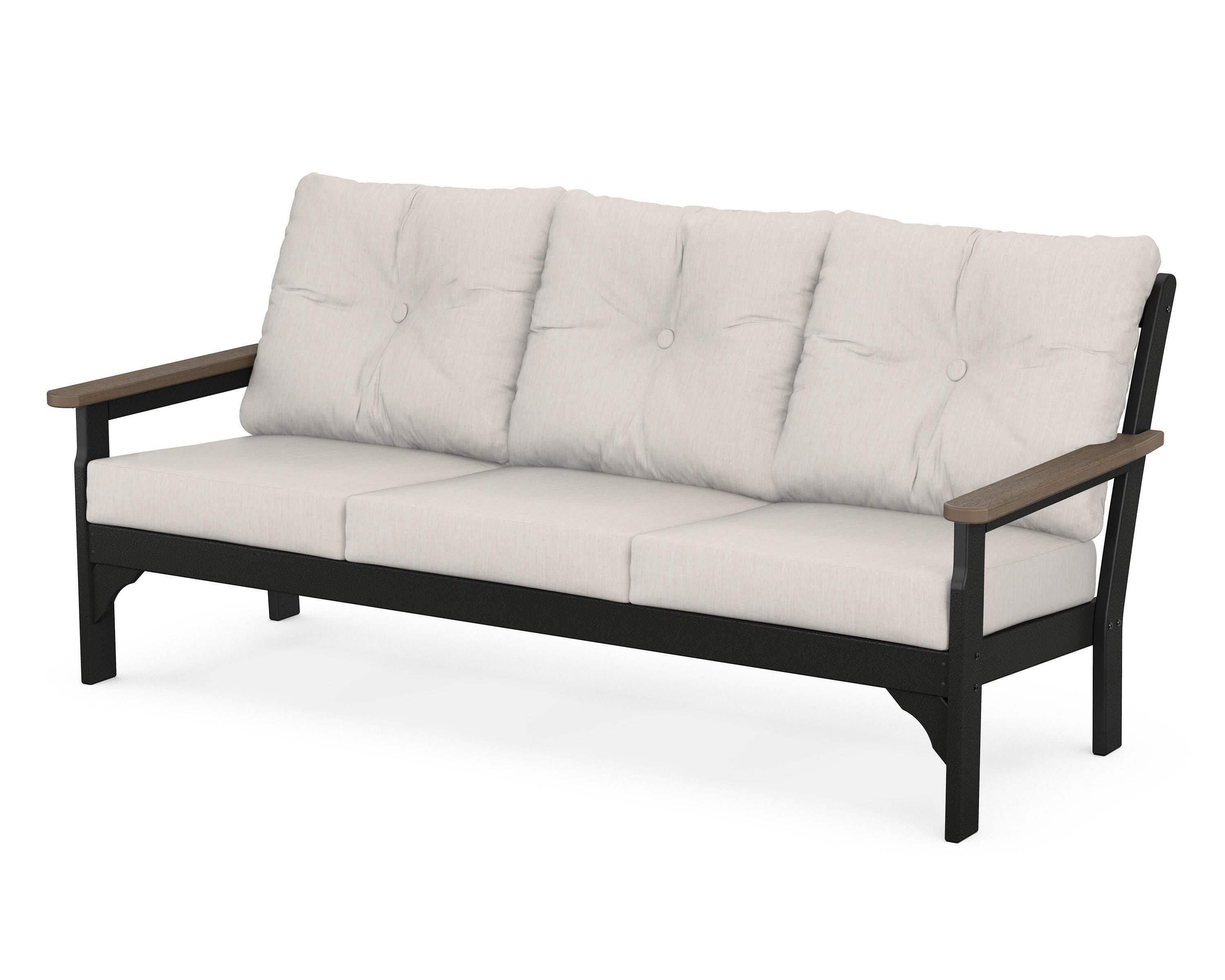 POLYWOOD® Vineyard Deep Seating Sofa in Black / Kona / Cast Ash