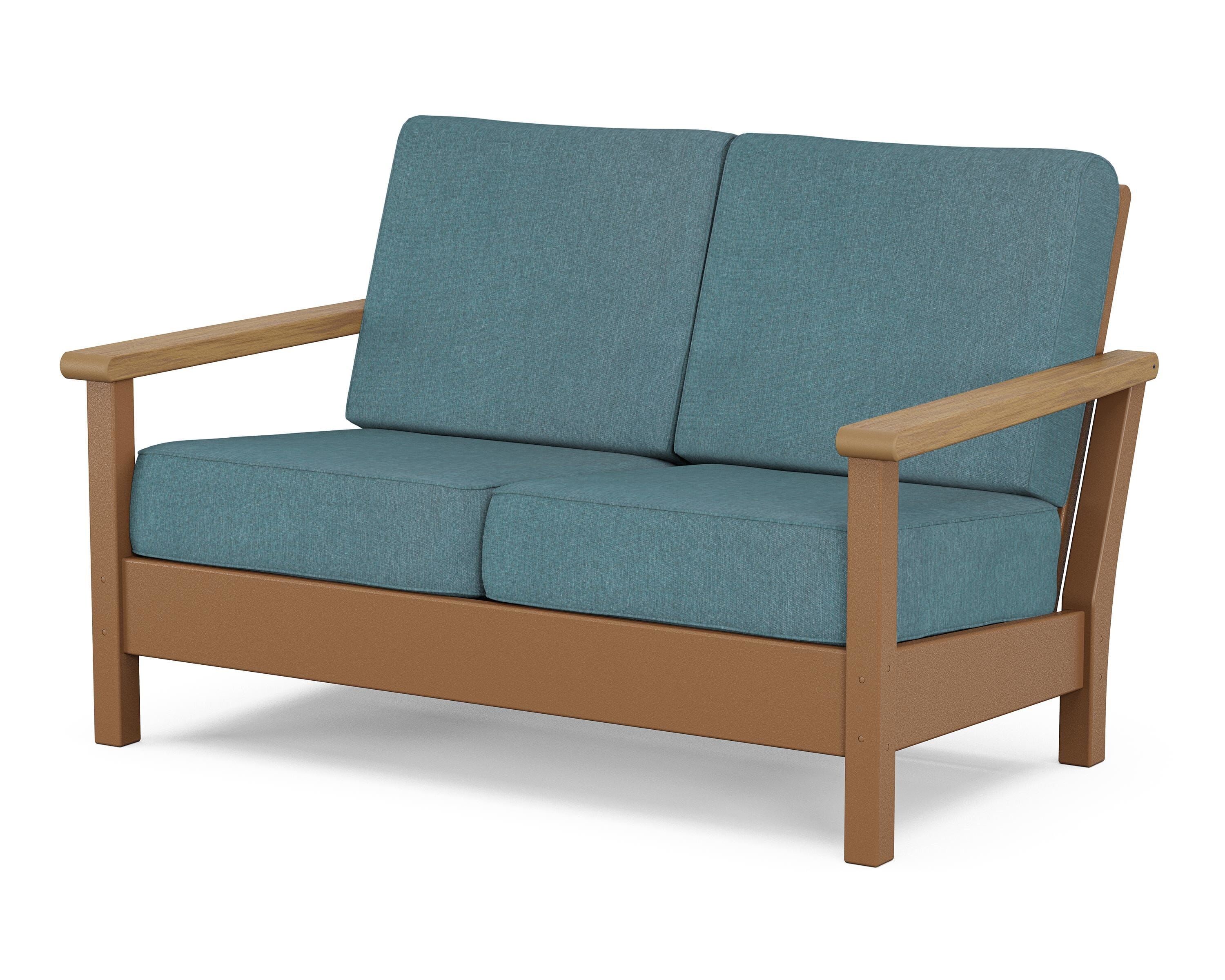 POLYWOOD® Harbour Deep Seating Loveseat in Teak / Natural / Ocean Teal