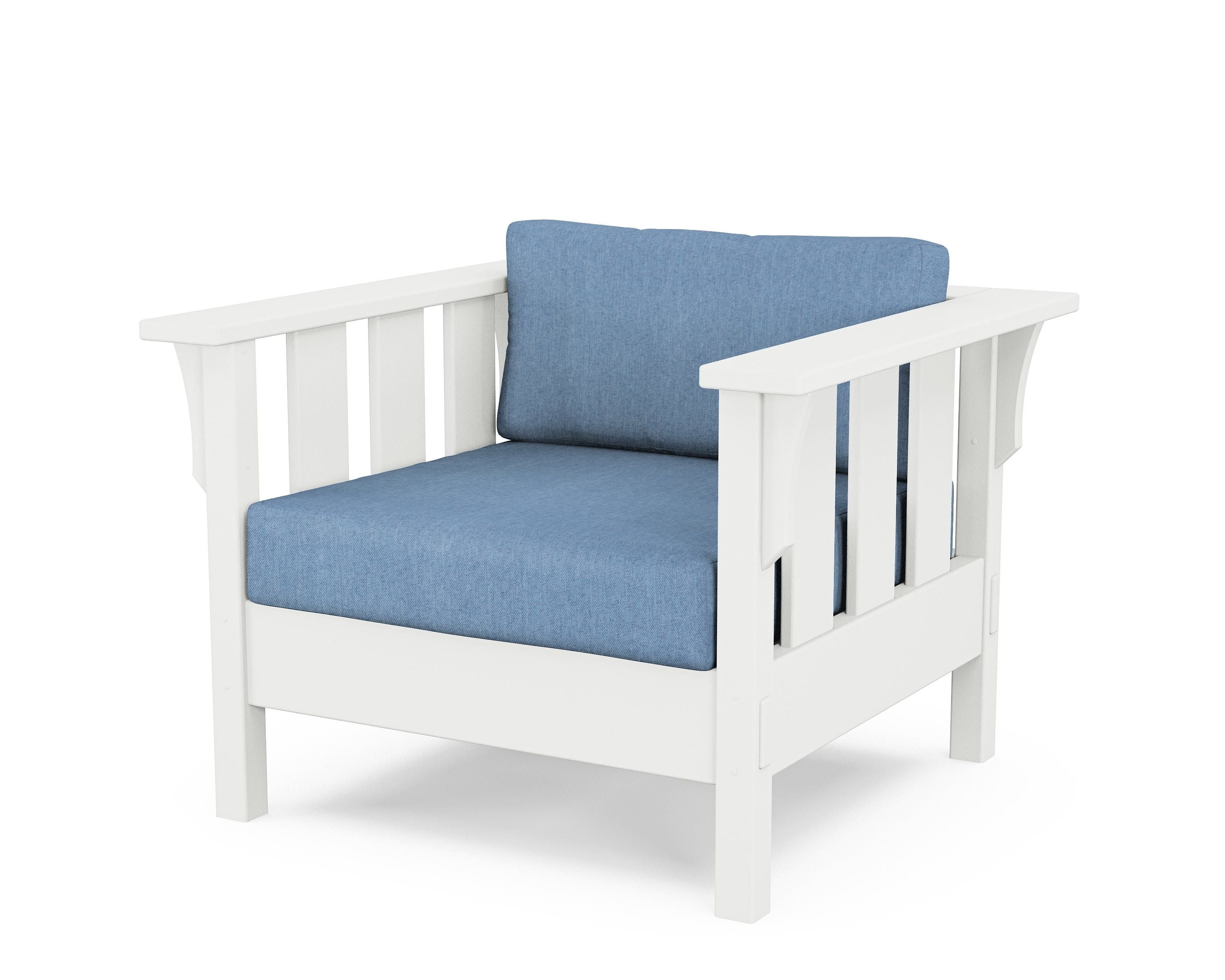 Martha Stewart by POLYWOOD® Acadia Deep Seating Chair in White / Sky Blue