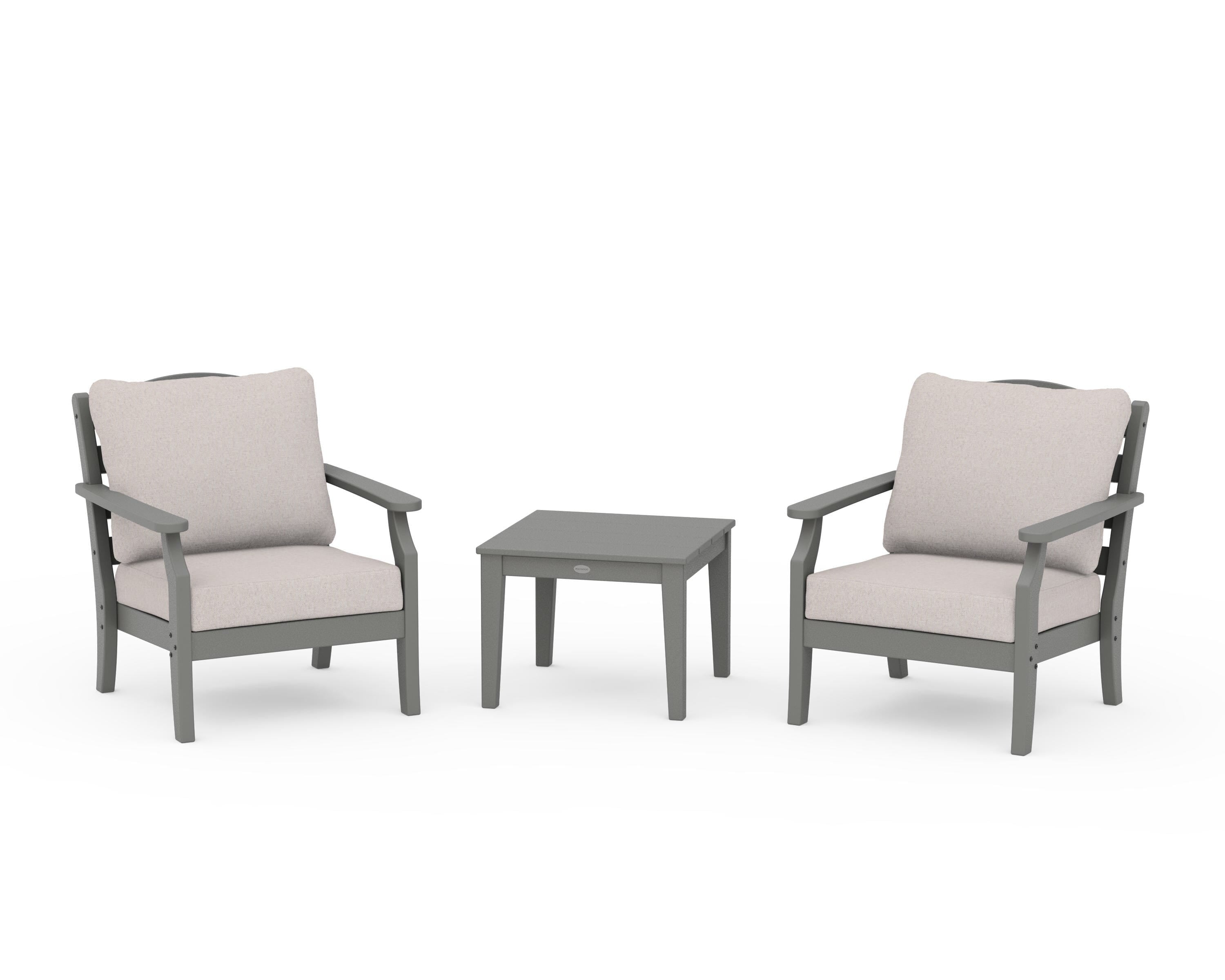 Draper James™ by POLYWOOD® Savannah 3-Piece Deep Seating Set in Slate Grey / Dune Burlap