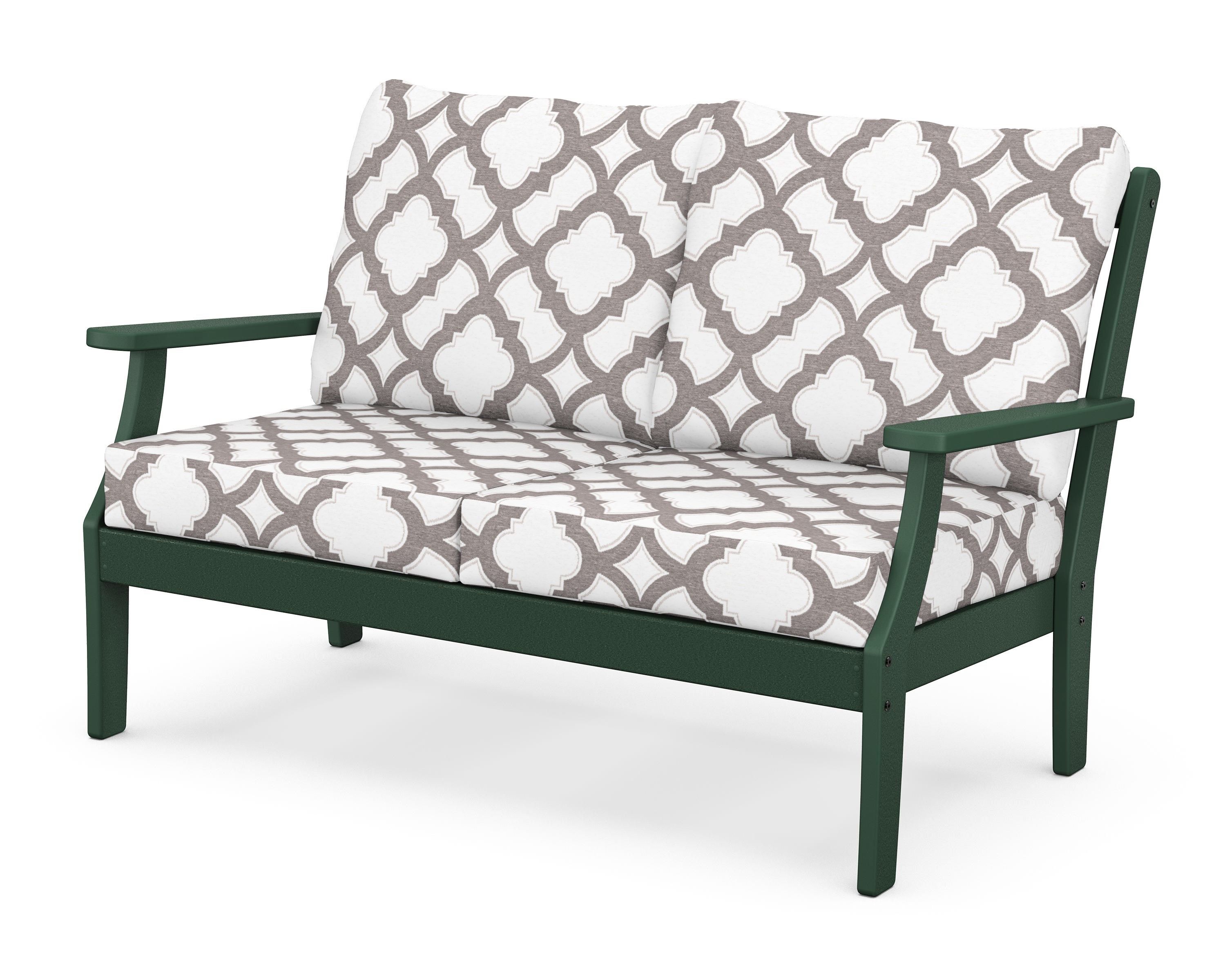 POLYWOOD® Braxton Deep Seating Loveseat in Green / Trellis Grey Mist