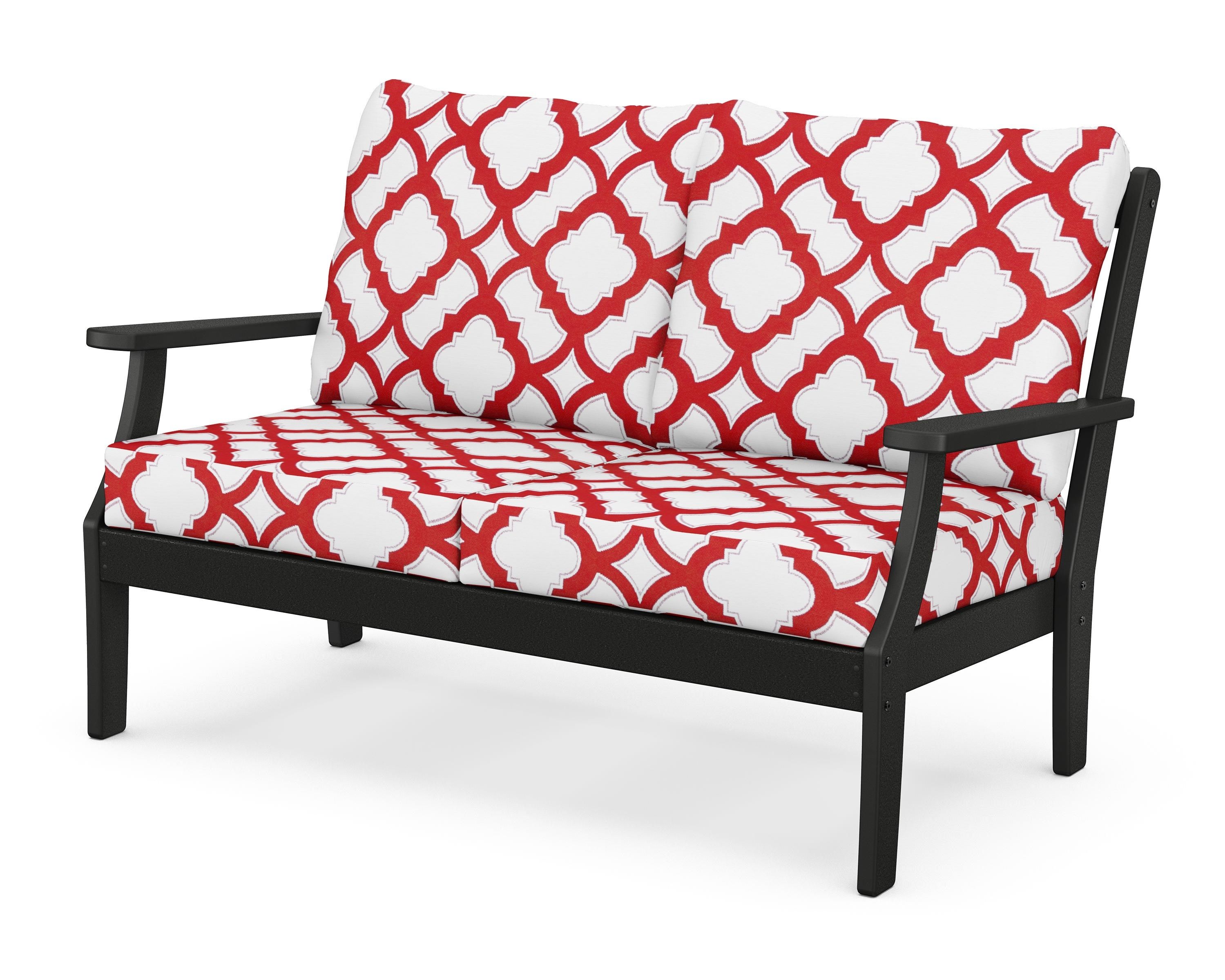 POLYWOOD® Braxton Deep Seating Loveseat in Black / Trellis Crimson