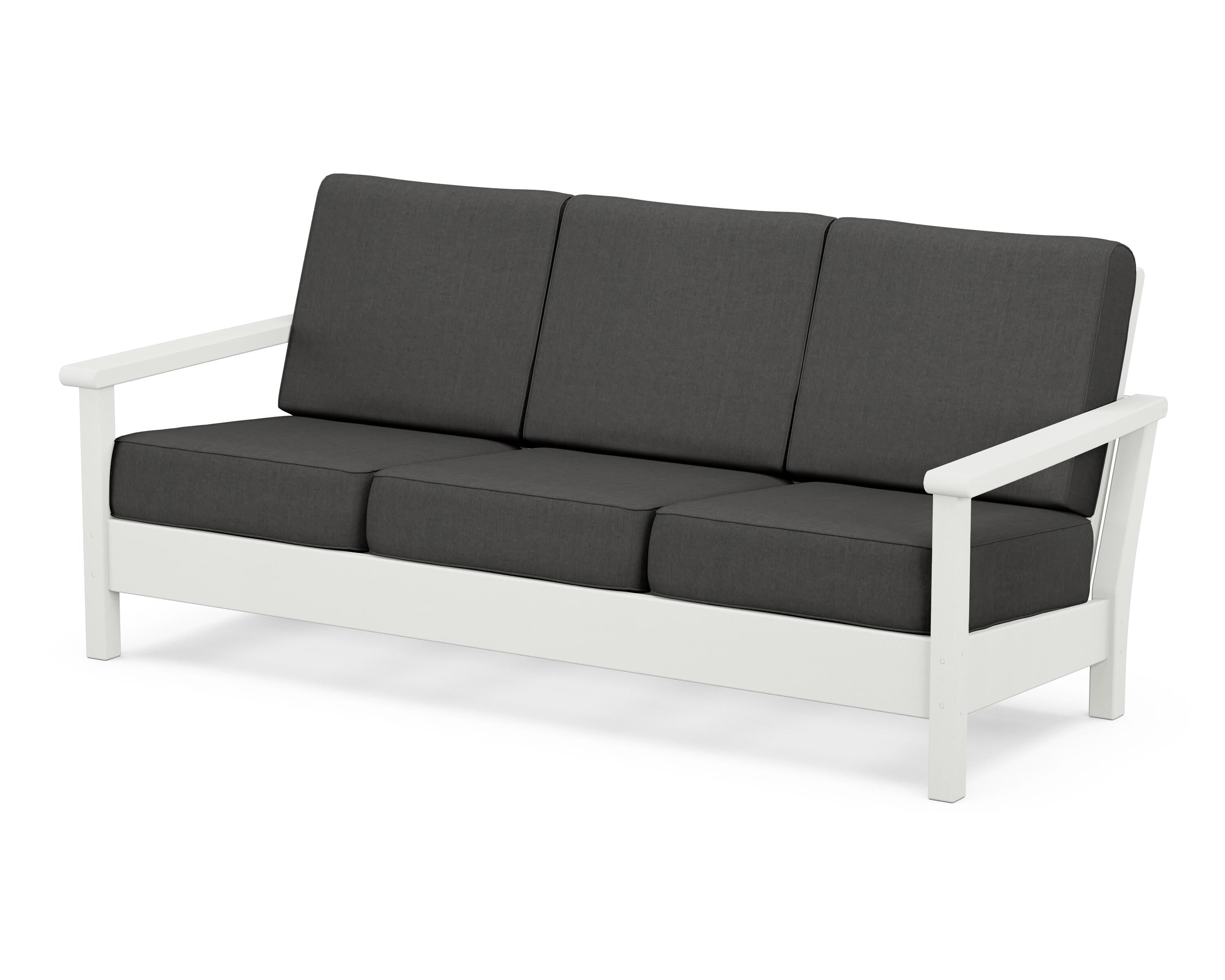 POLYWOOD® Harbour Deep Seating Sofa in Vintage White / Spectrum Carbon