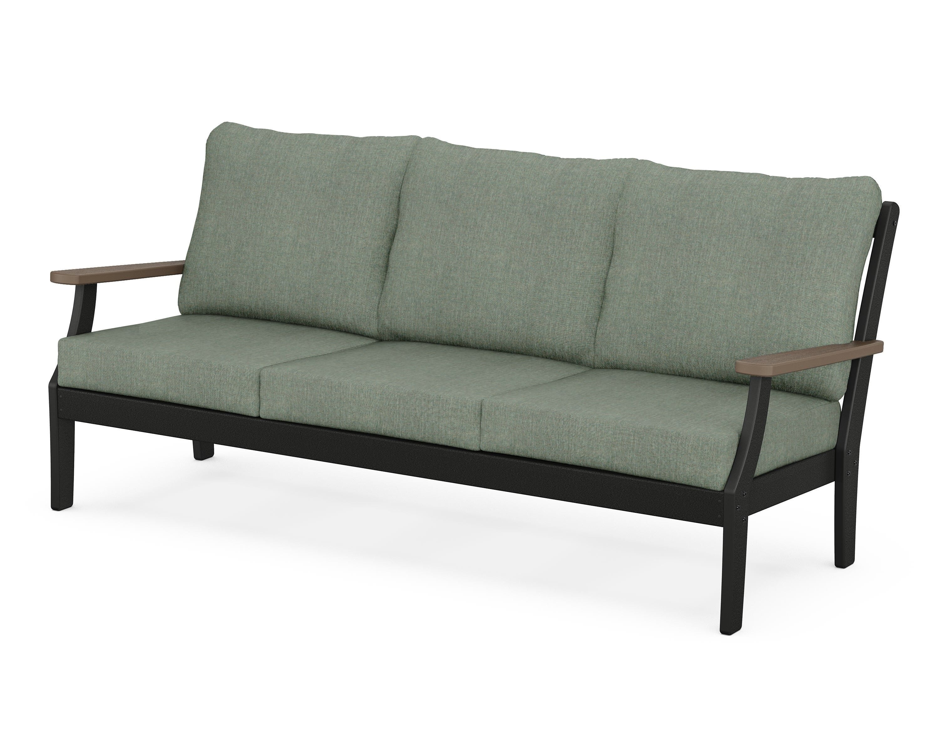 POLYWOOD® Braxton Deep Seating Sofa in Black / Kona / Cast Sage