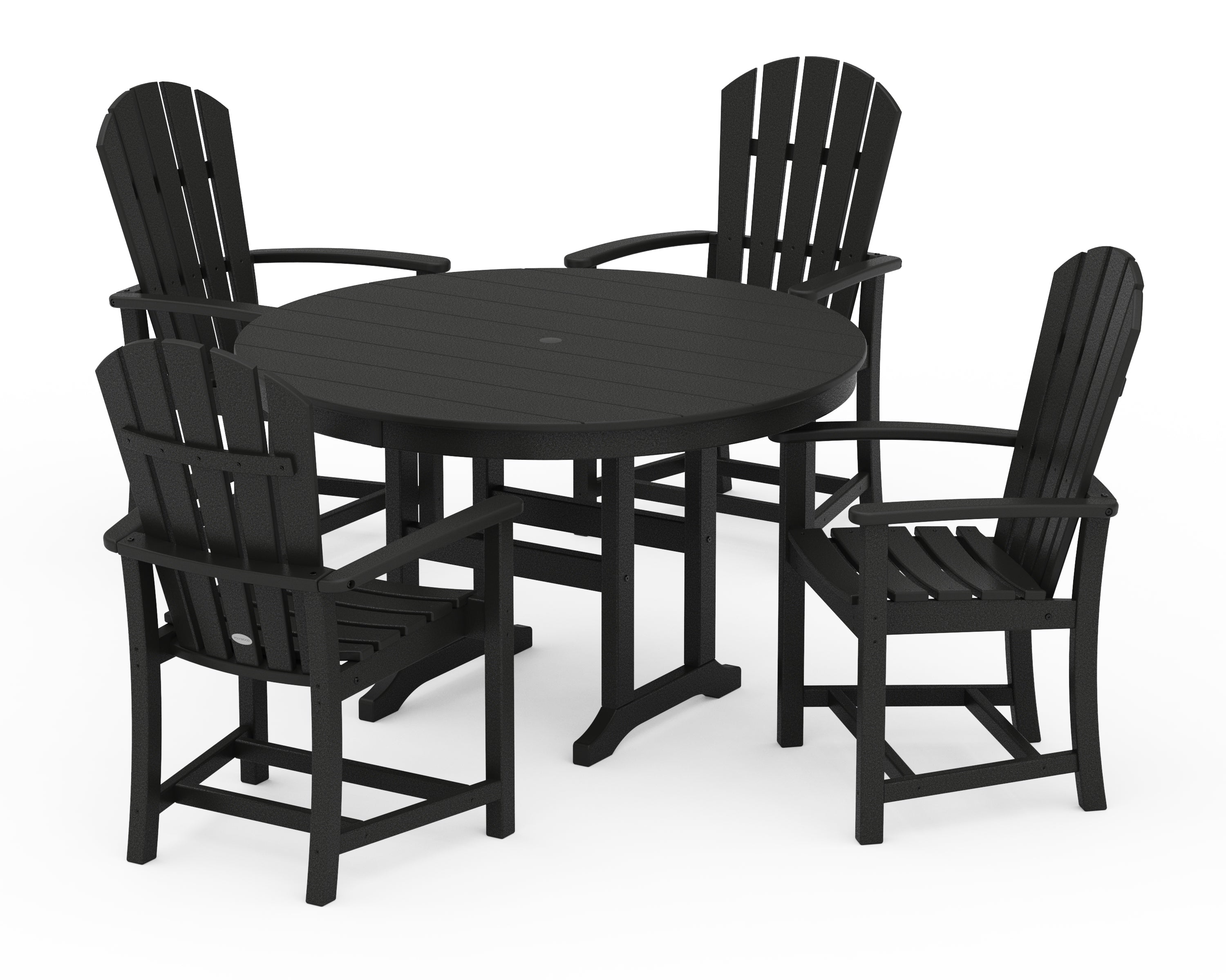 POLYWOOD® Palm Coast 5-Piece Round Farmhouse Dining Set in Black