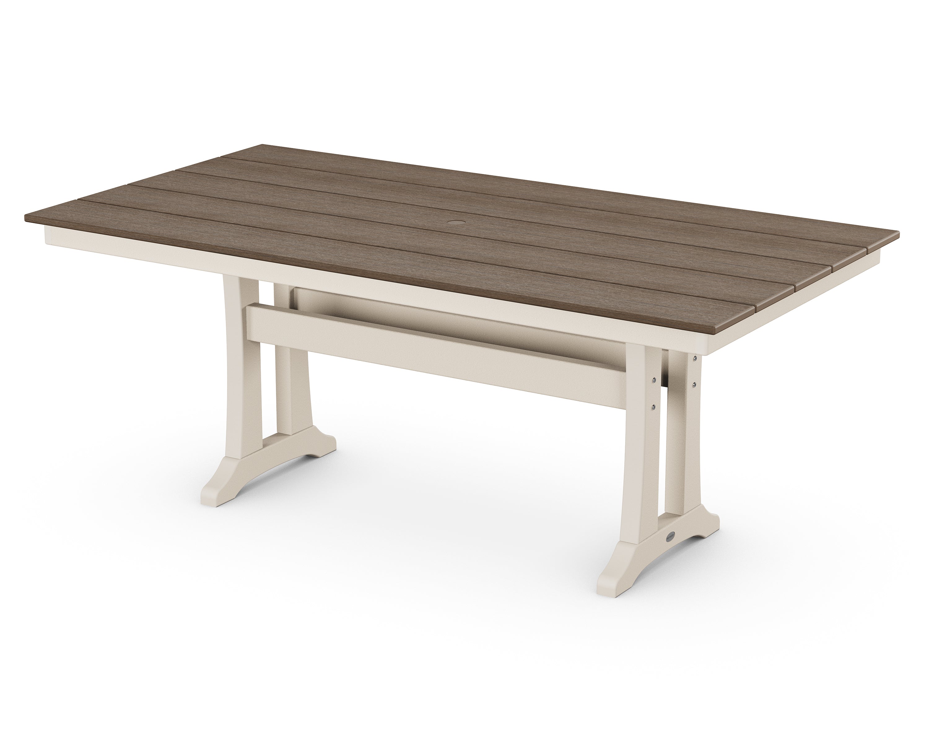 POLYWOOD® Farmhouse Trestle 37" x 72" Dining Table in Sand / Kona