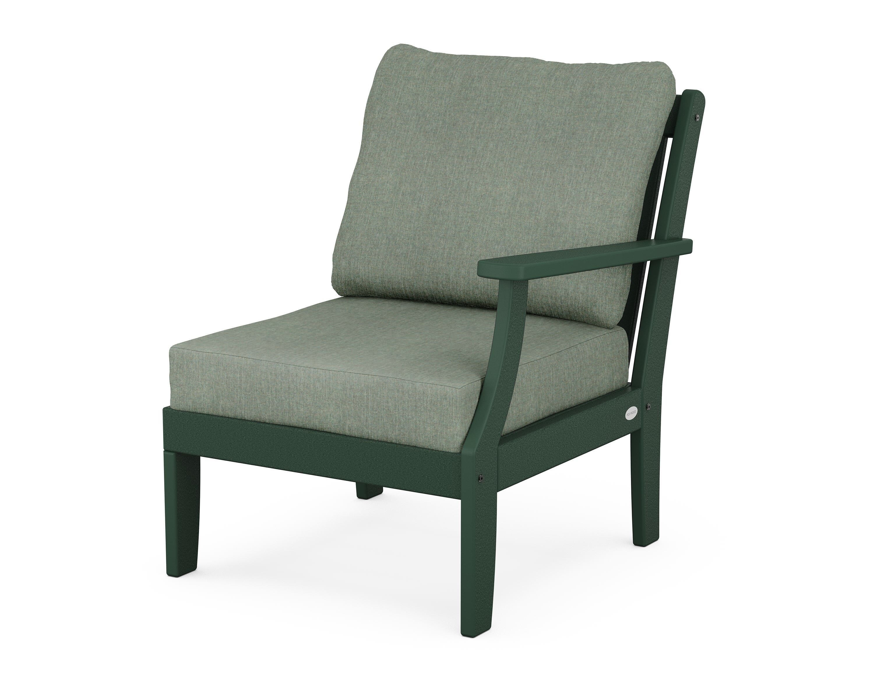 POLYWOOD® Braxton Modular Right Arm Chair in Green / Cast Sage