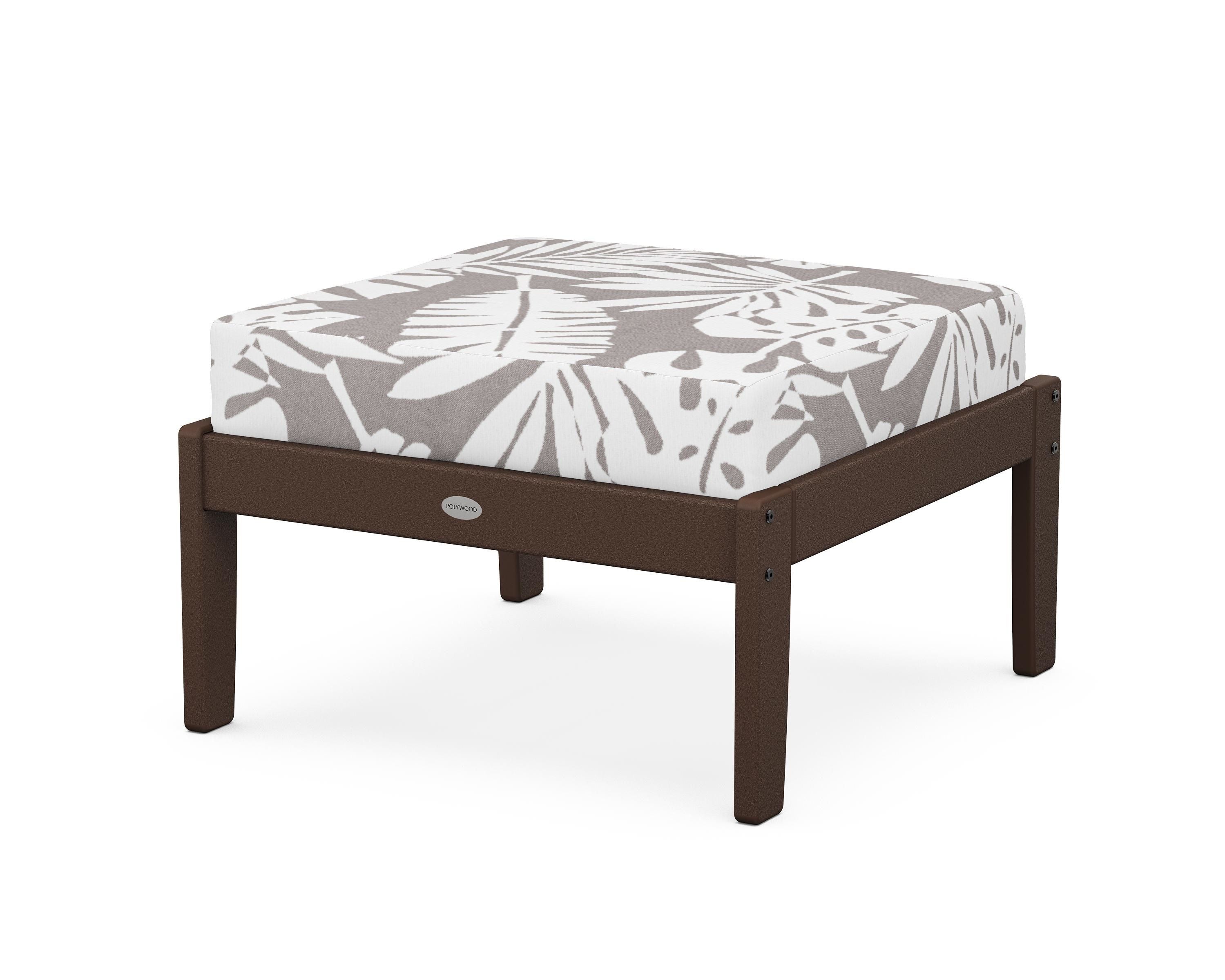 POLYWOOD® Braxton Deep Seating Ottoman in Mahogany / Leaf Grey Mist