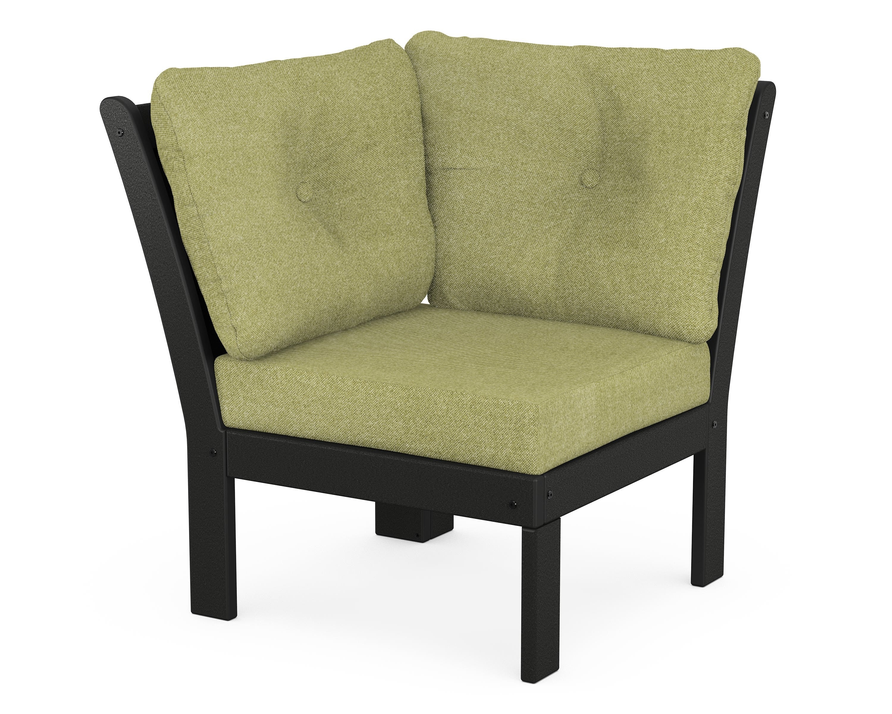 POLYWOOD® Vineyard Modular Corner Chair in Black / Chartreuse Boucle