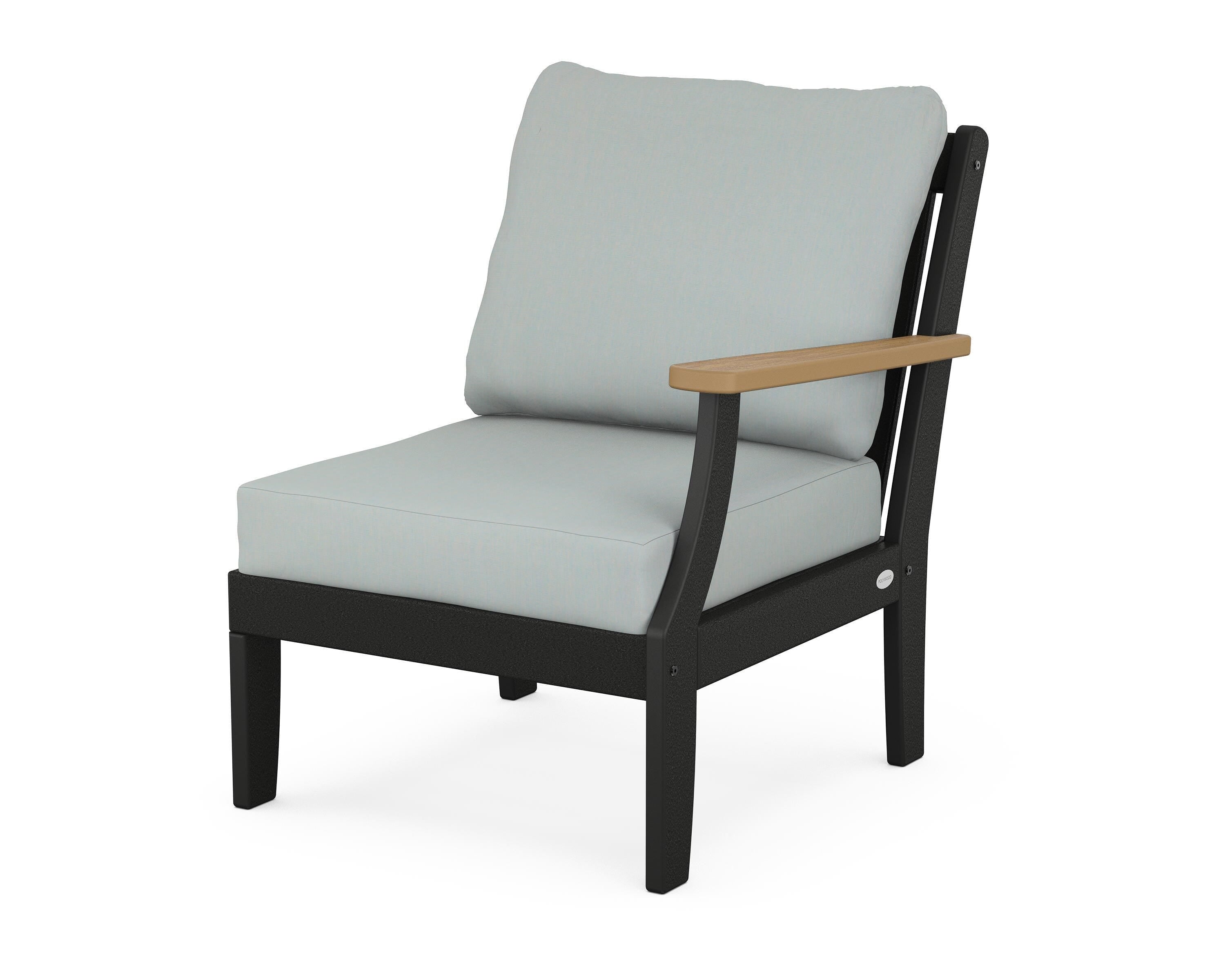 POLYWOOD® Braxton Modular Right Arm Chair in Black / Natural / Spa