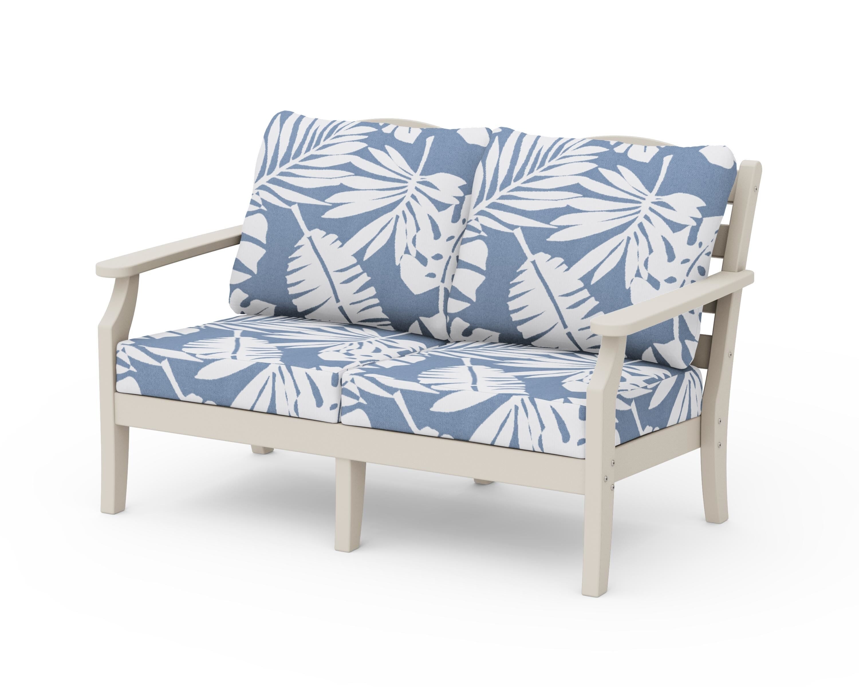 Draper James™ by POLYWOOD® Savannah Deep Seating Loveseat in Sand / Leaf Sky Blue