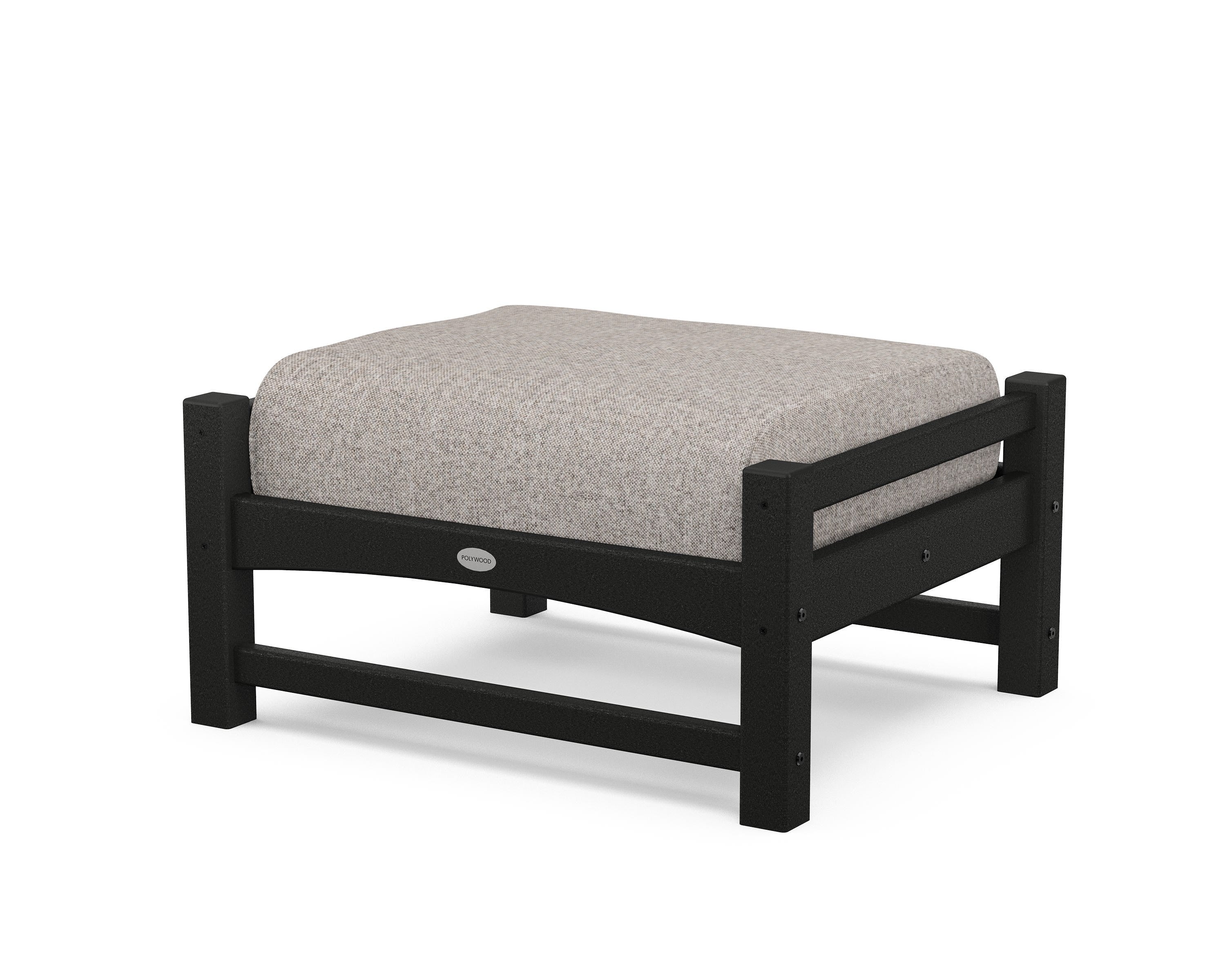 POLYWOOD® Club Ottoman in Black / Weathered Tweed