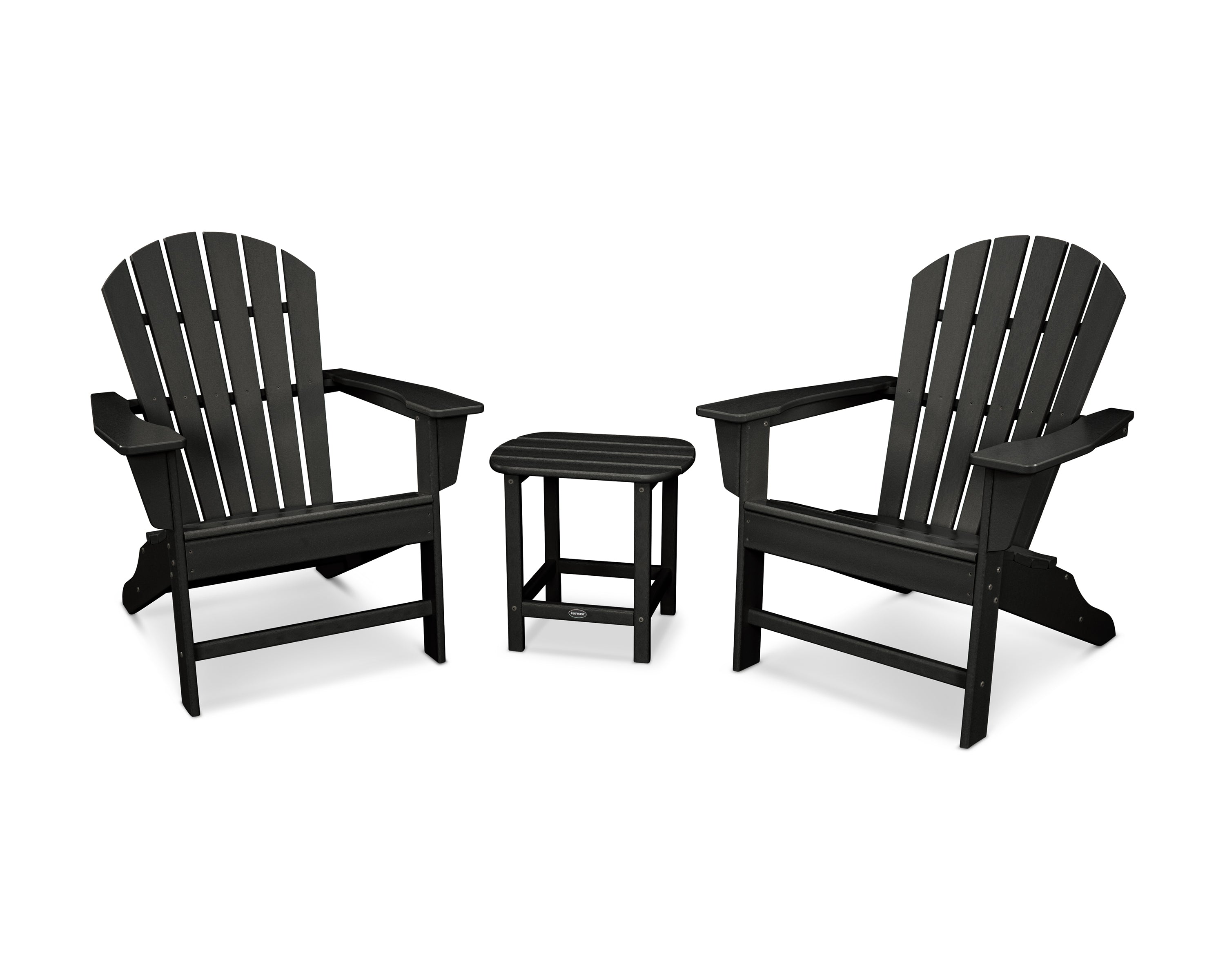 POLYWOOD® South Beach Adirondack 3-Piece Set in Black