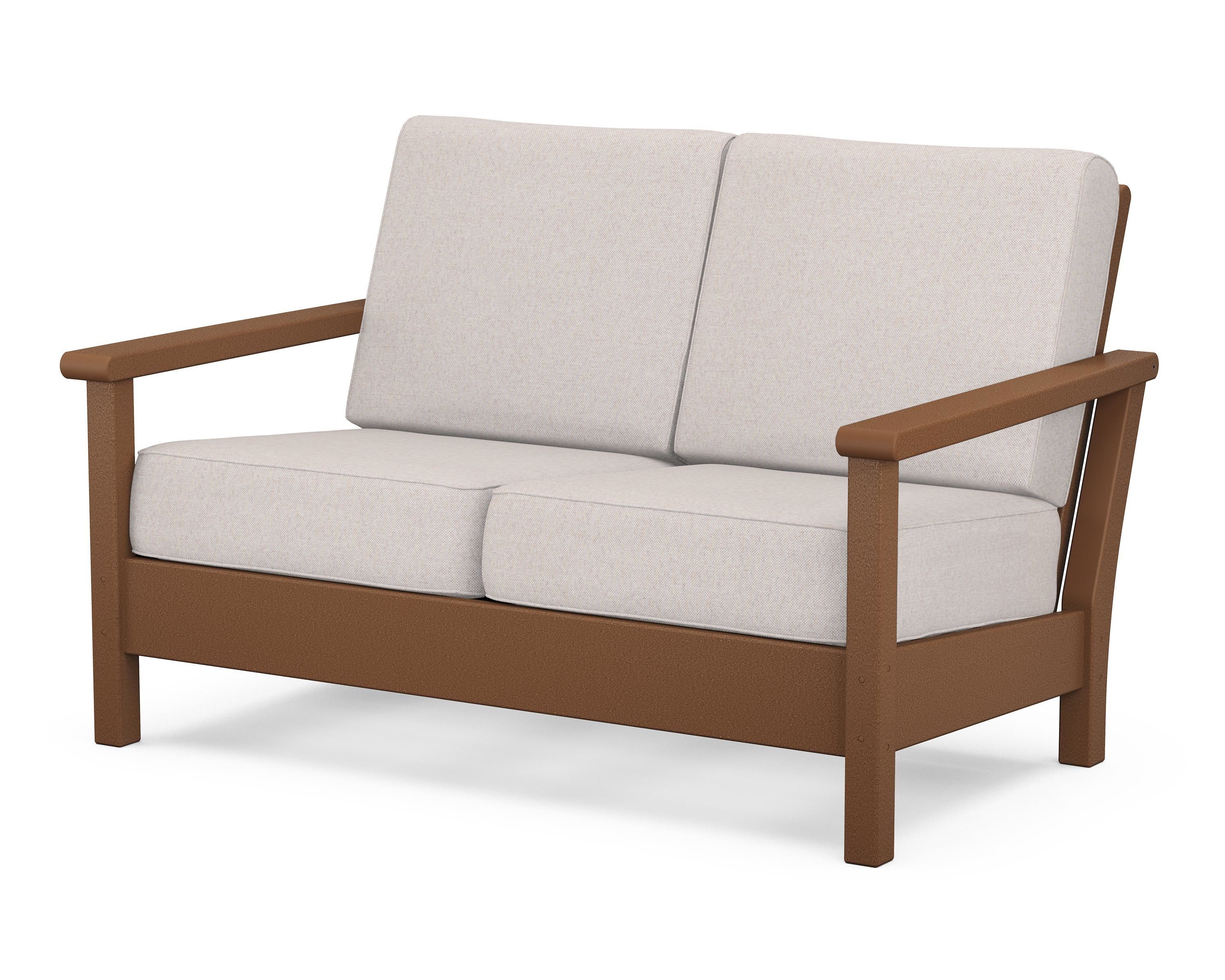 POLYWOOD® Harbour Deep Seating Loveseat in Teak / Dune Burlap