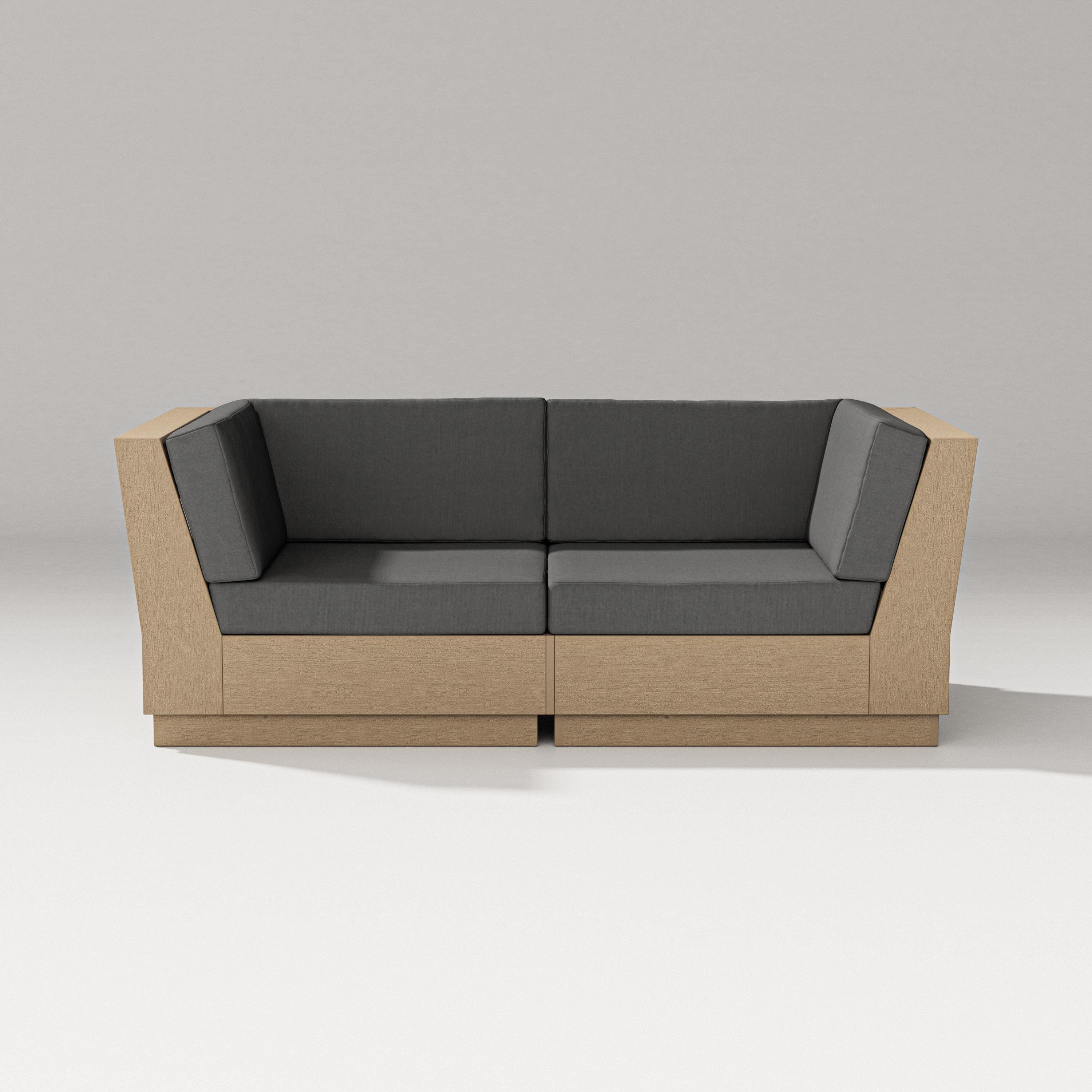 PW Designer Series Elevate Loveseat Sectional in Vintage Sahara / Spectrum Carbon
