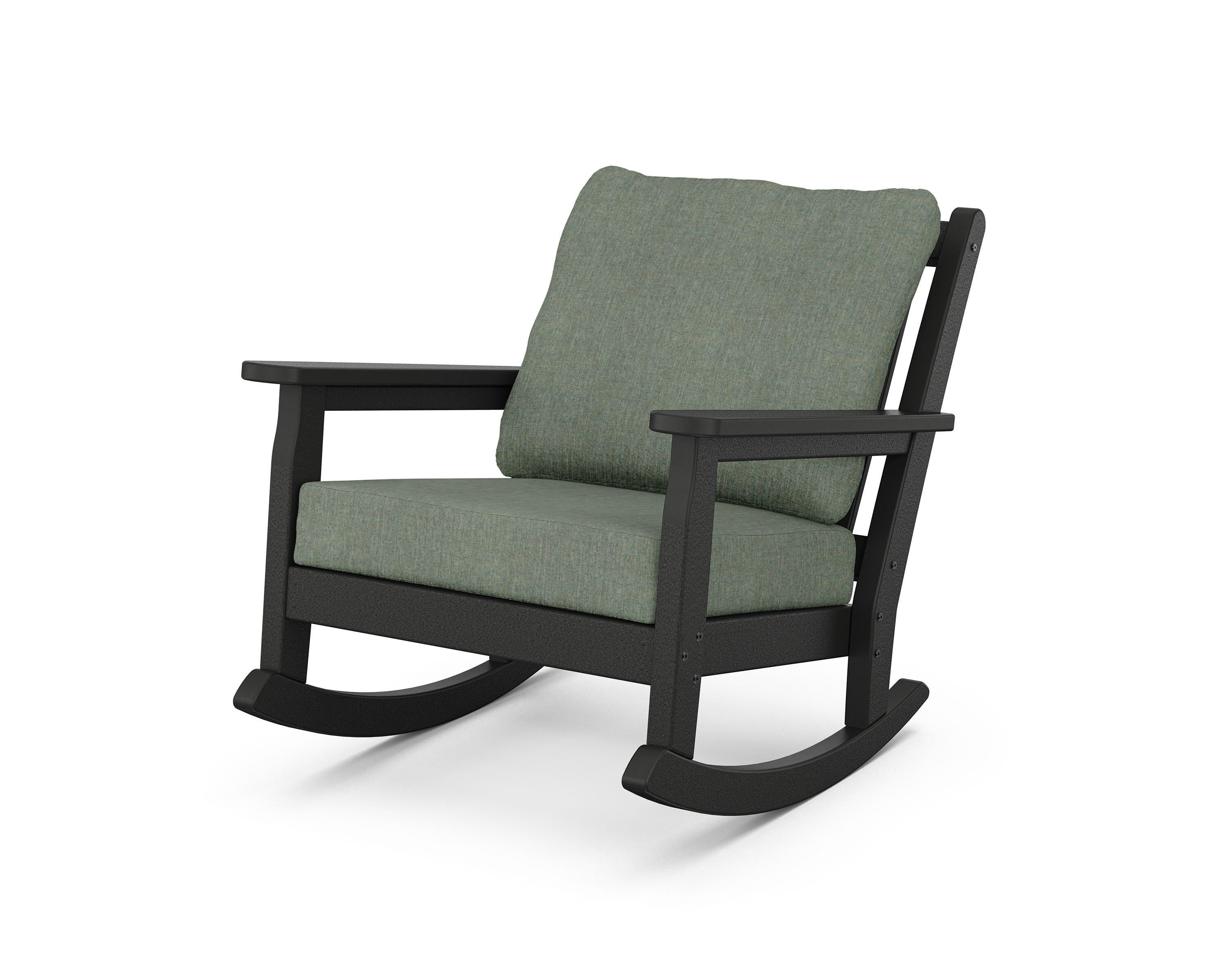 POLYWOOD® Chippendale Deep Seating Rocking Chair in Black / Cast Sage
