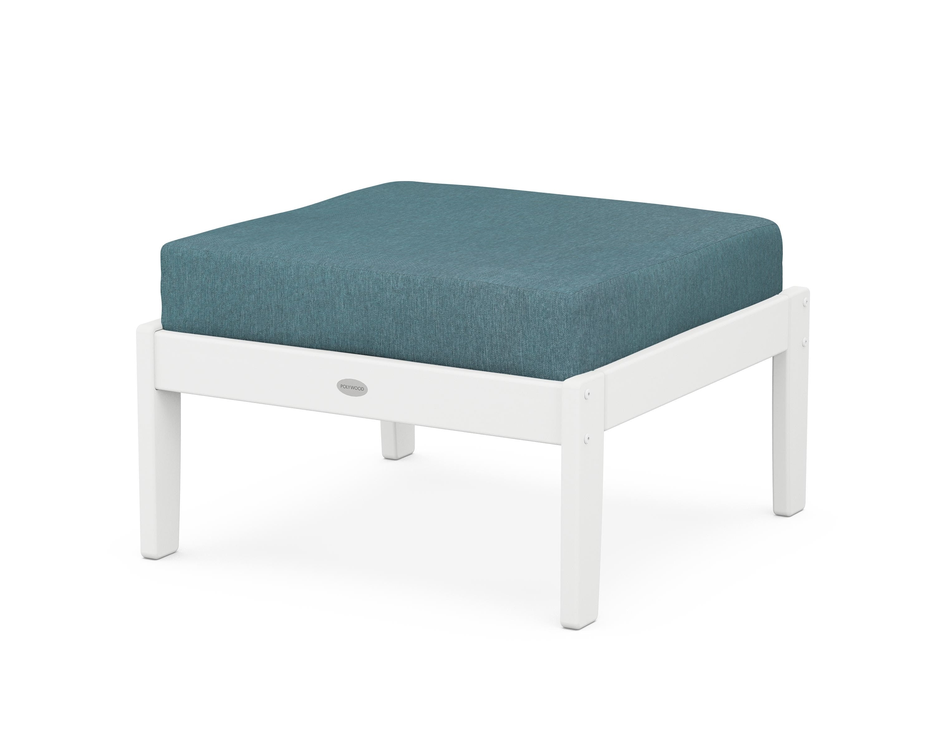 POLYWOOD® Braxton Deep Seating Ottoman in White / Ocean Teal