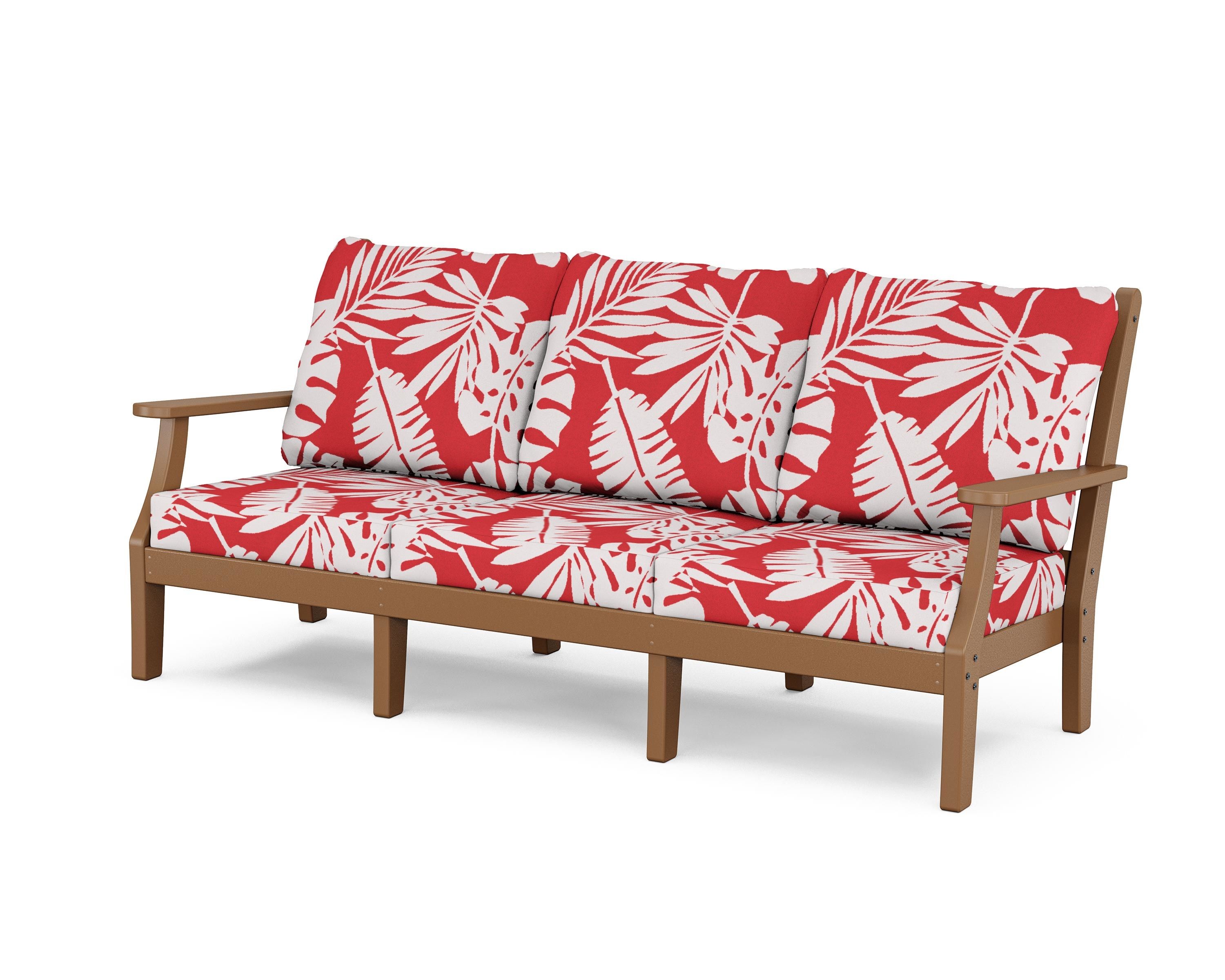 Country Living Wovendale Deep Seating Sofa in Teak / Leaf Crimson