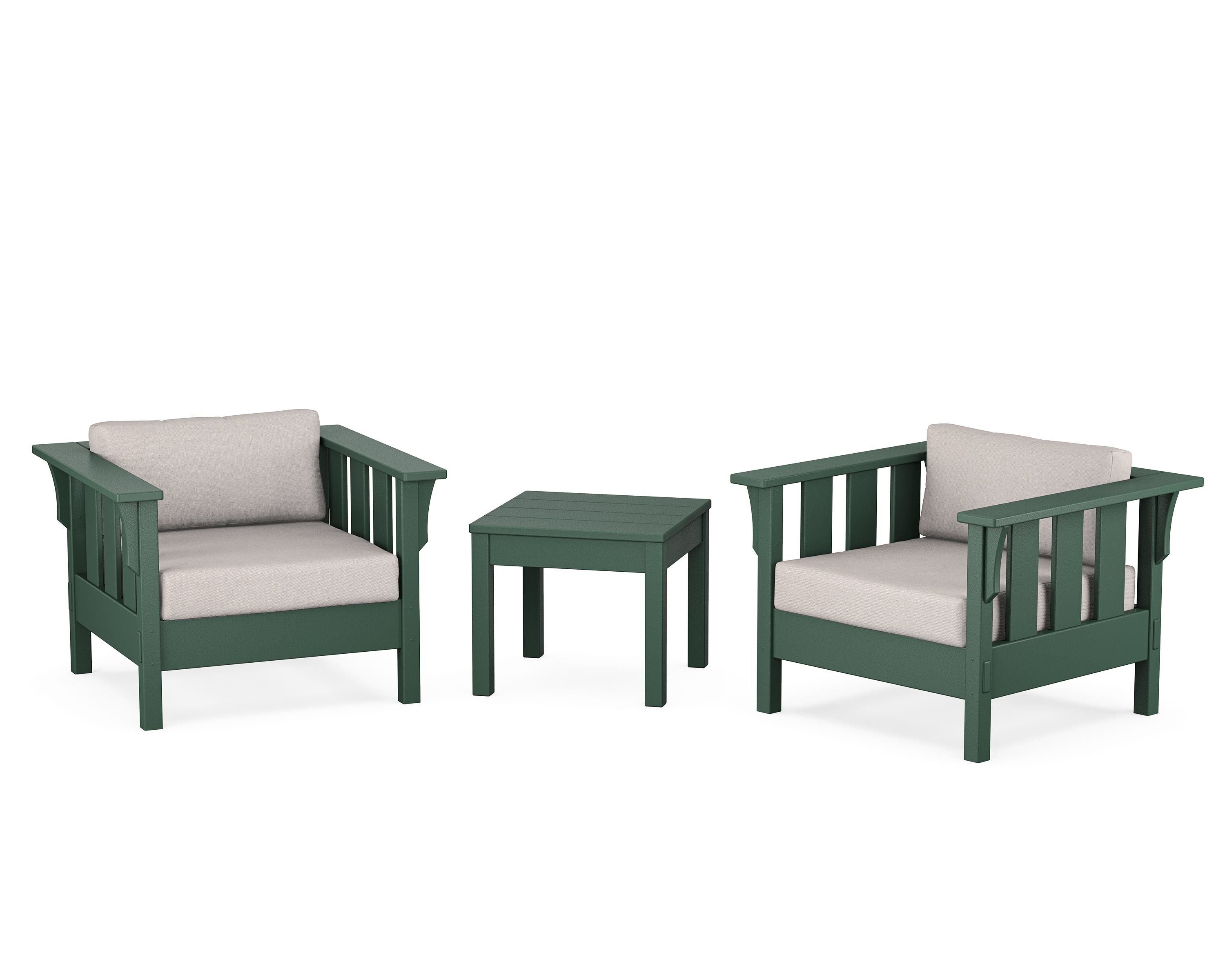 Martha Stewart by POLYWOOD® Acadia 3-Piece Deep Seating Set in Green / Dune Burlap