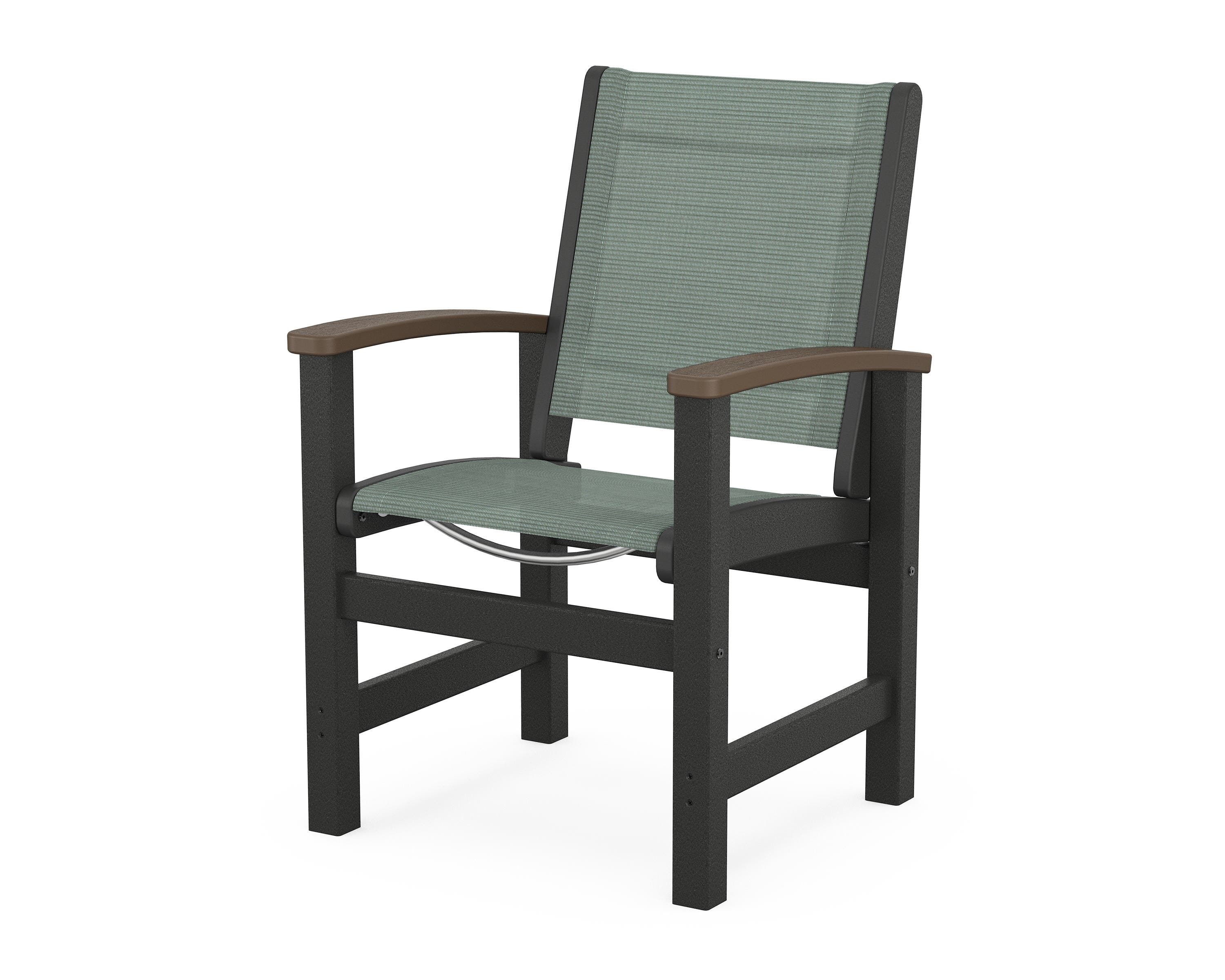 POLYWOOD® Coastal Dining Chair in Black / Kona / Dupioni Sea Mist Sling