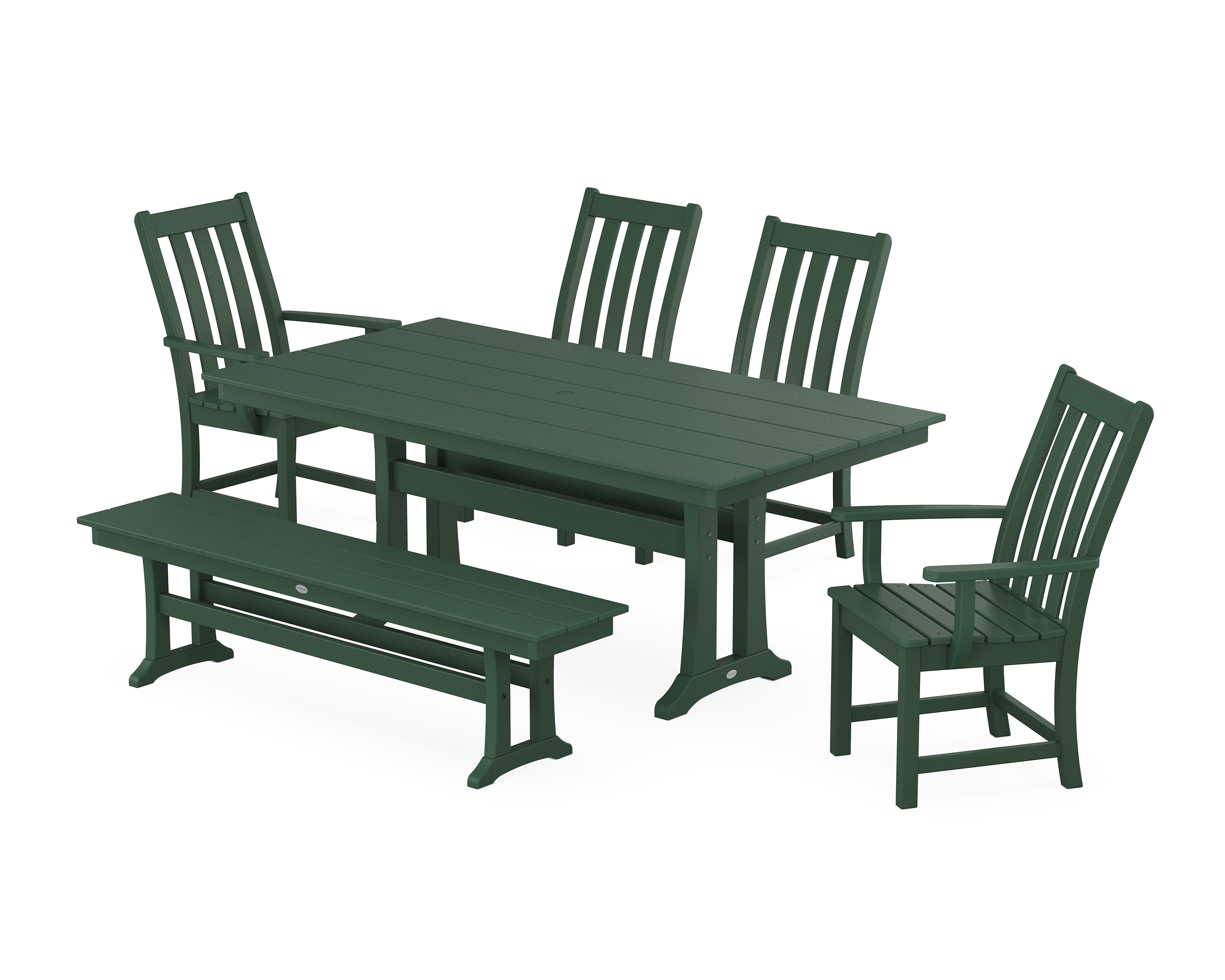 POLYWOOD® Vineyard 6-Piece Farmhouse Dining Set With Trestle Legs in Green