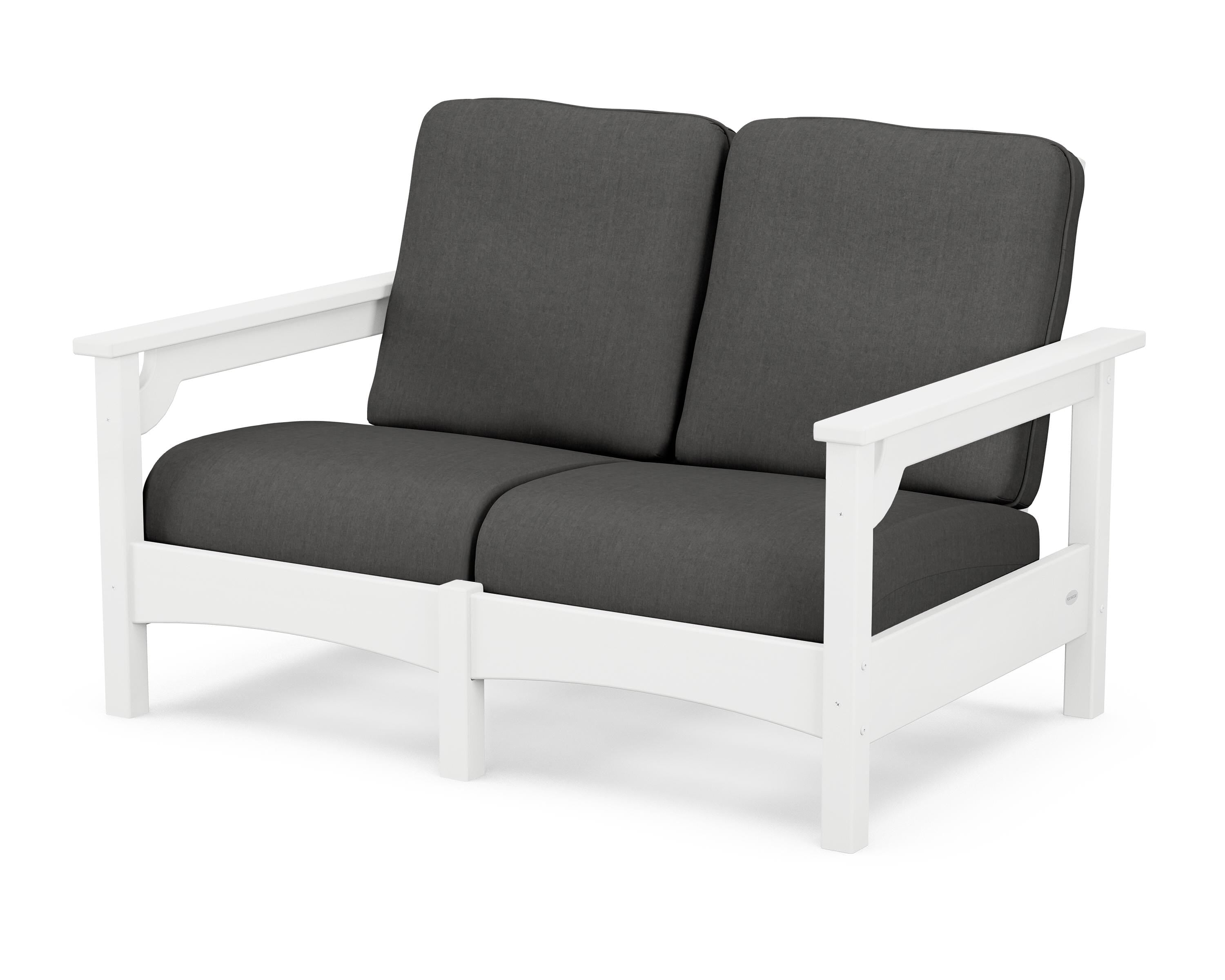 POLYWOOD® Club Loveseat in White / Spectrum Carbon