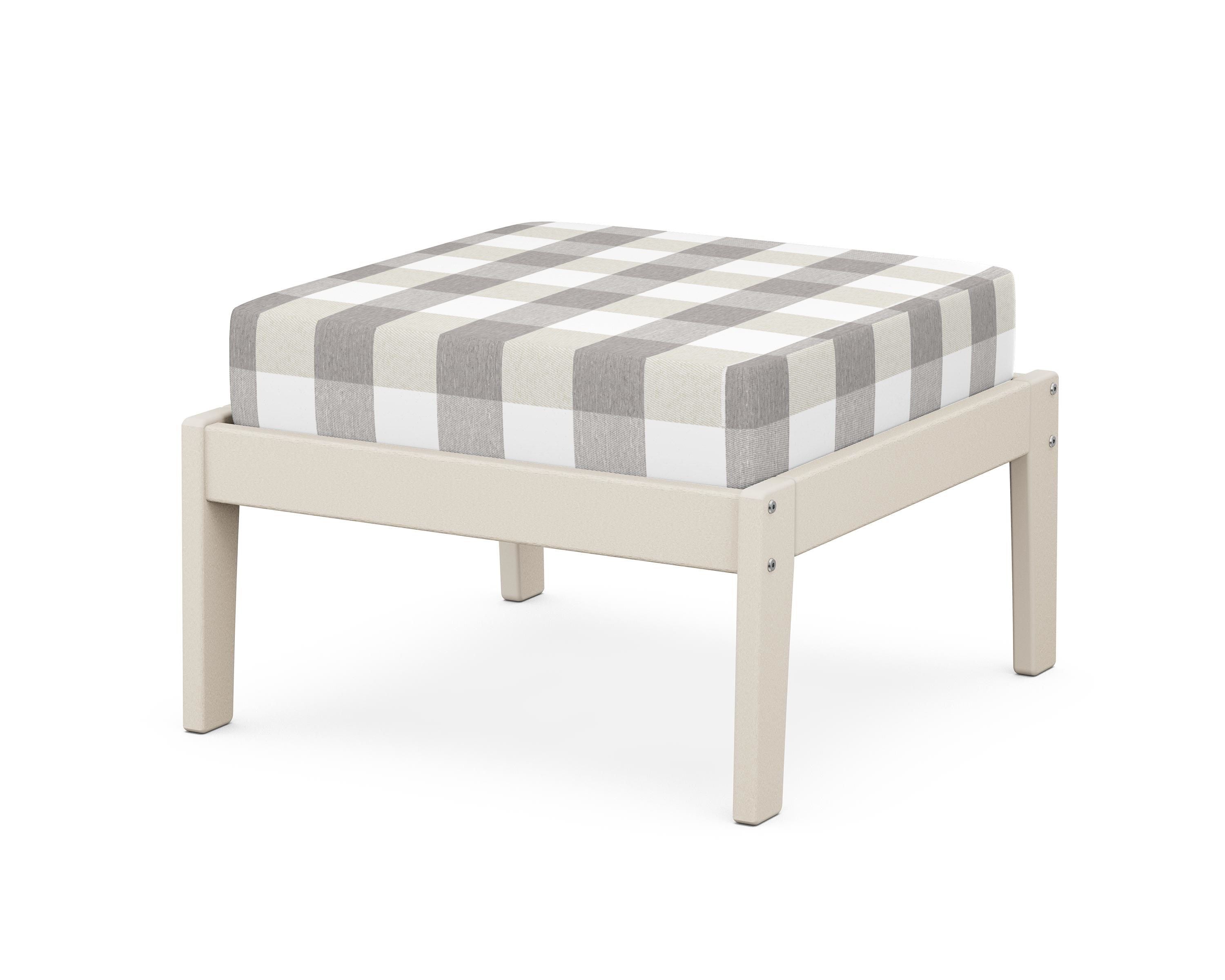 Unbranded Deep Seating Ottoman in Sand / Buffalo Plaid Grey Mist