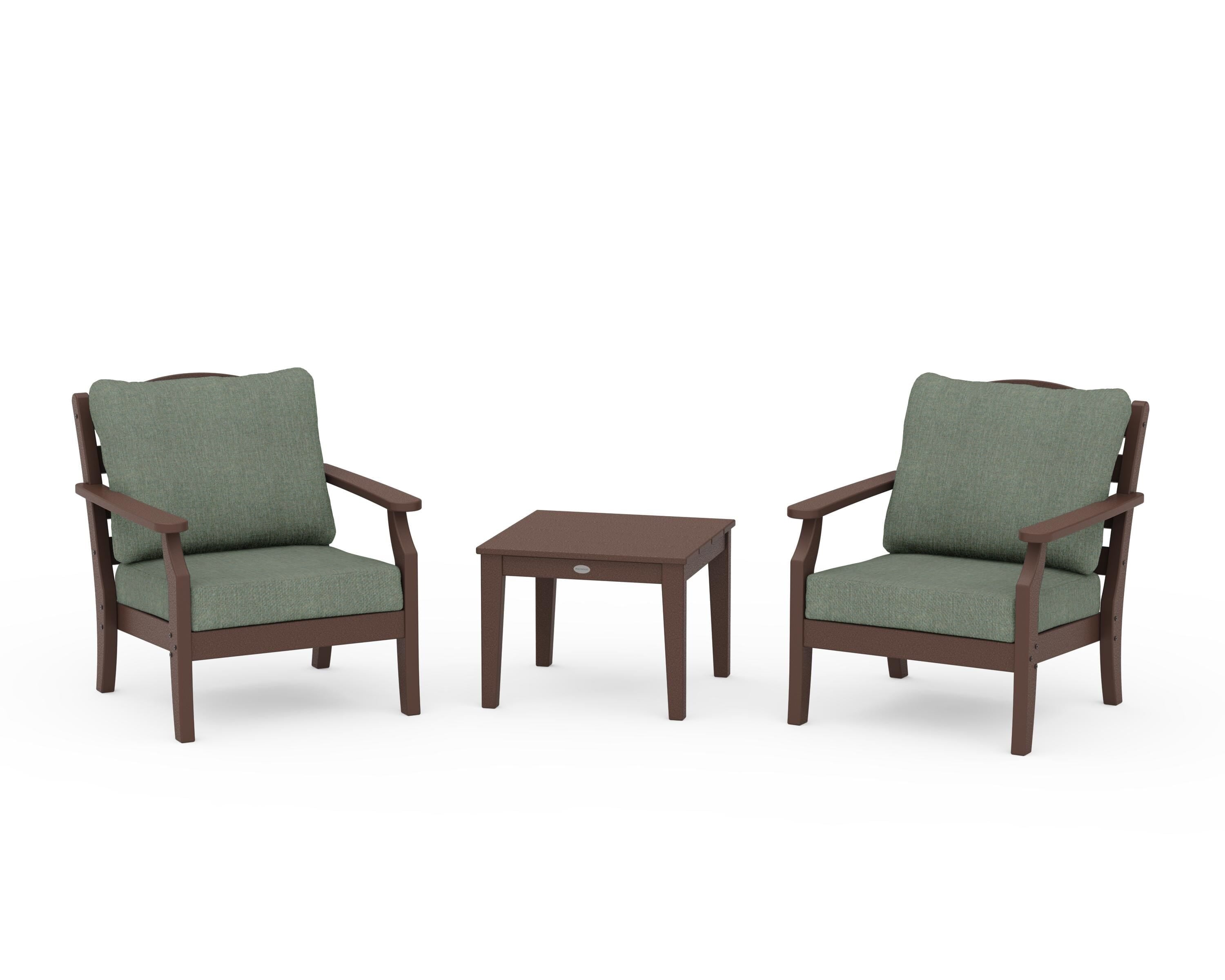 Draper James™ by POLYWOOD® Savannah 3-Piece Deep Seating Set in Mahogany / Cast Sage