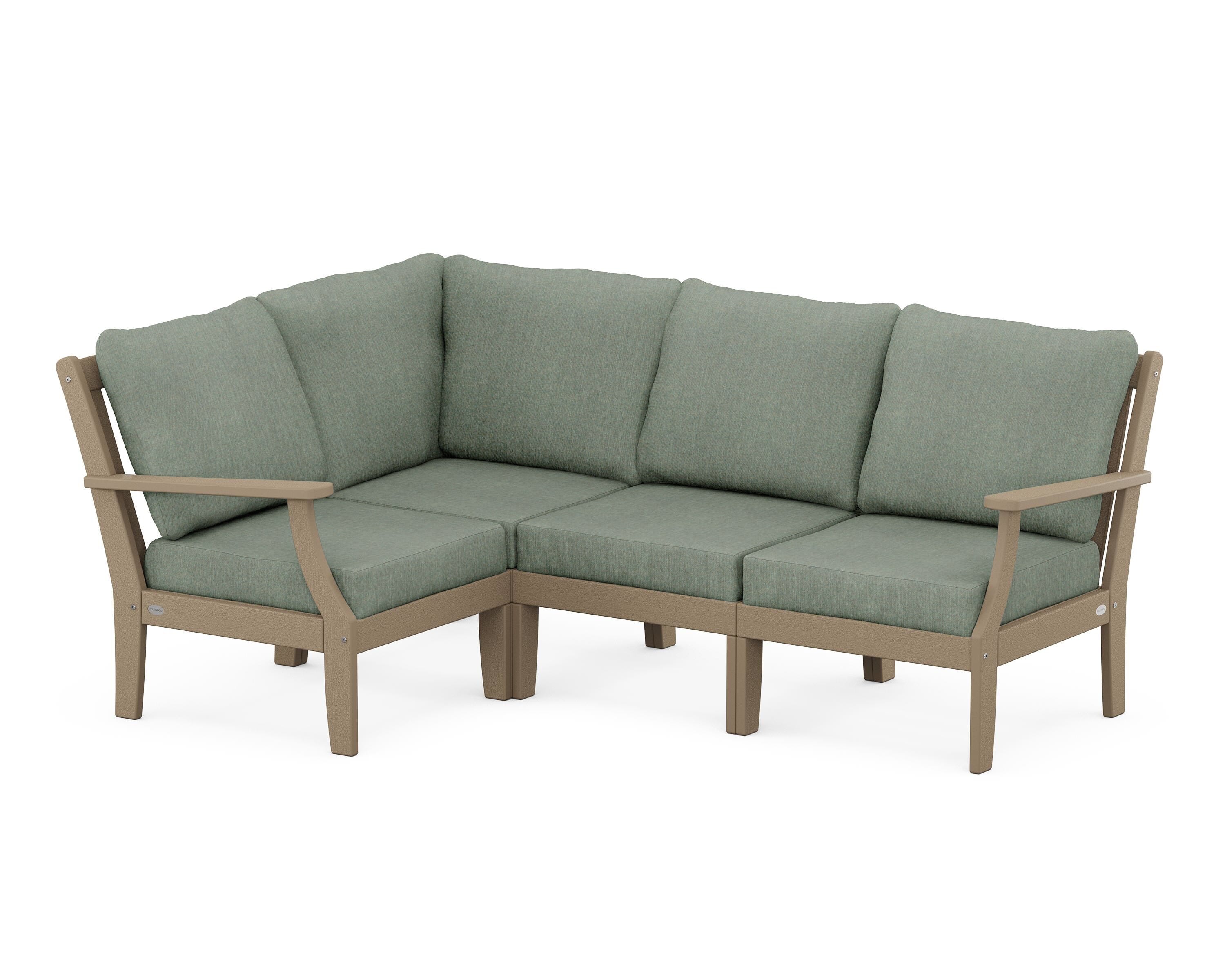 POLYWOOD® Braxton Modular 4-Piece Deep Seating Set in Vintage Sahara / Cast Sage