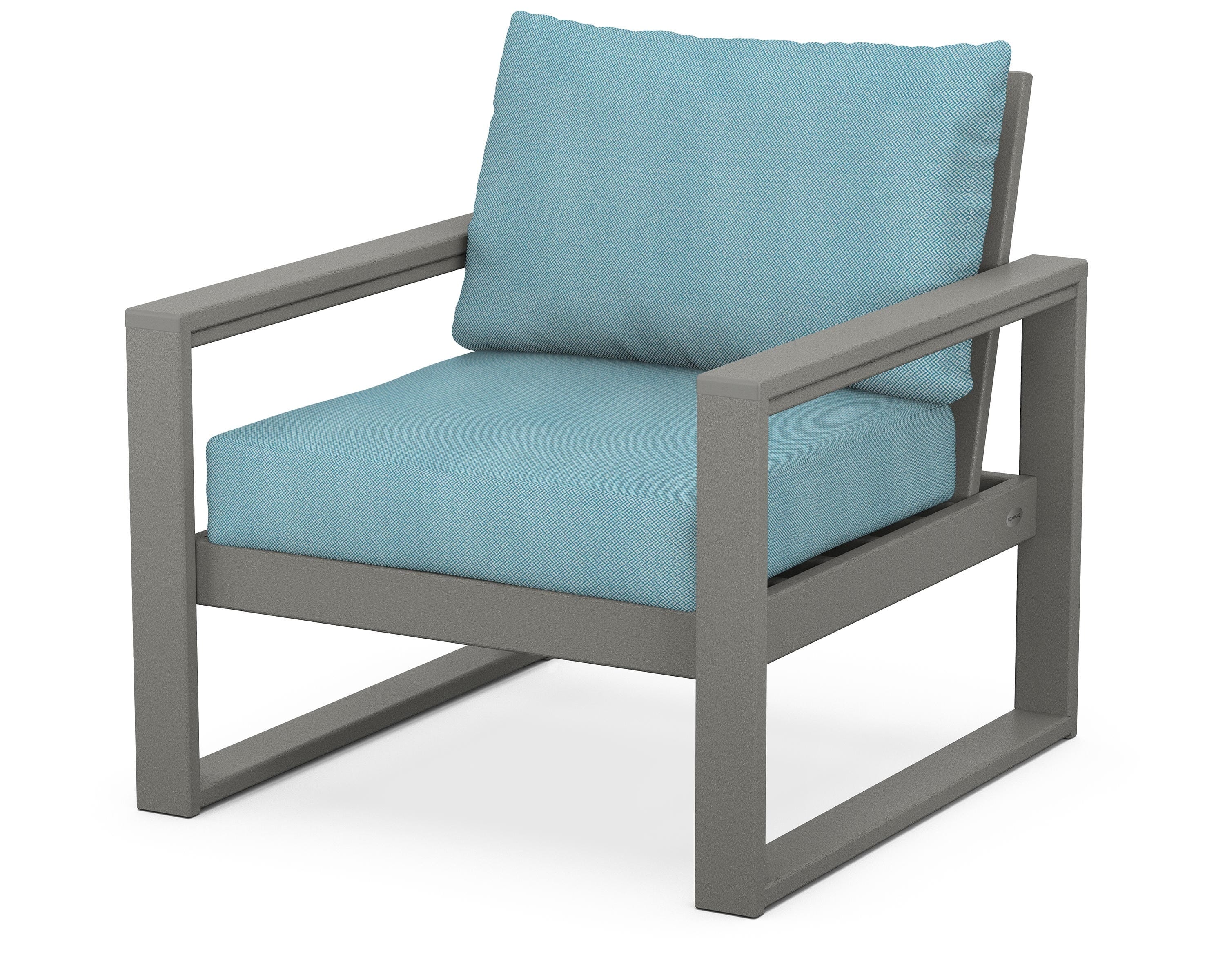 POLYWOOD® EDGE Club Chair in Slate Grey / Lattice Sky Blue