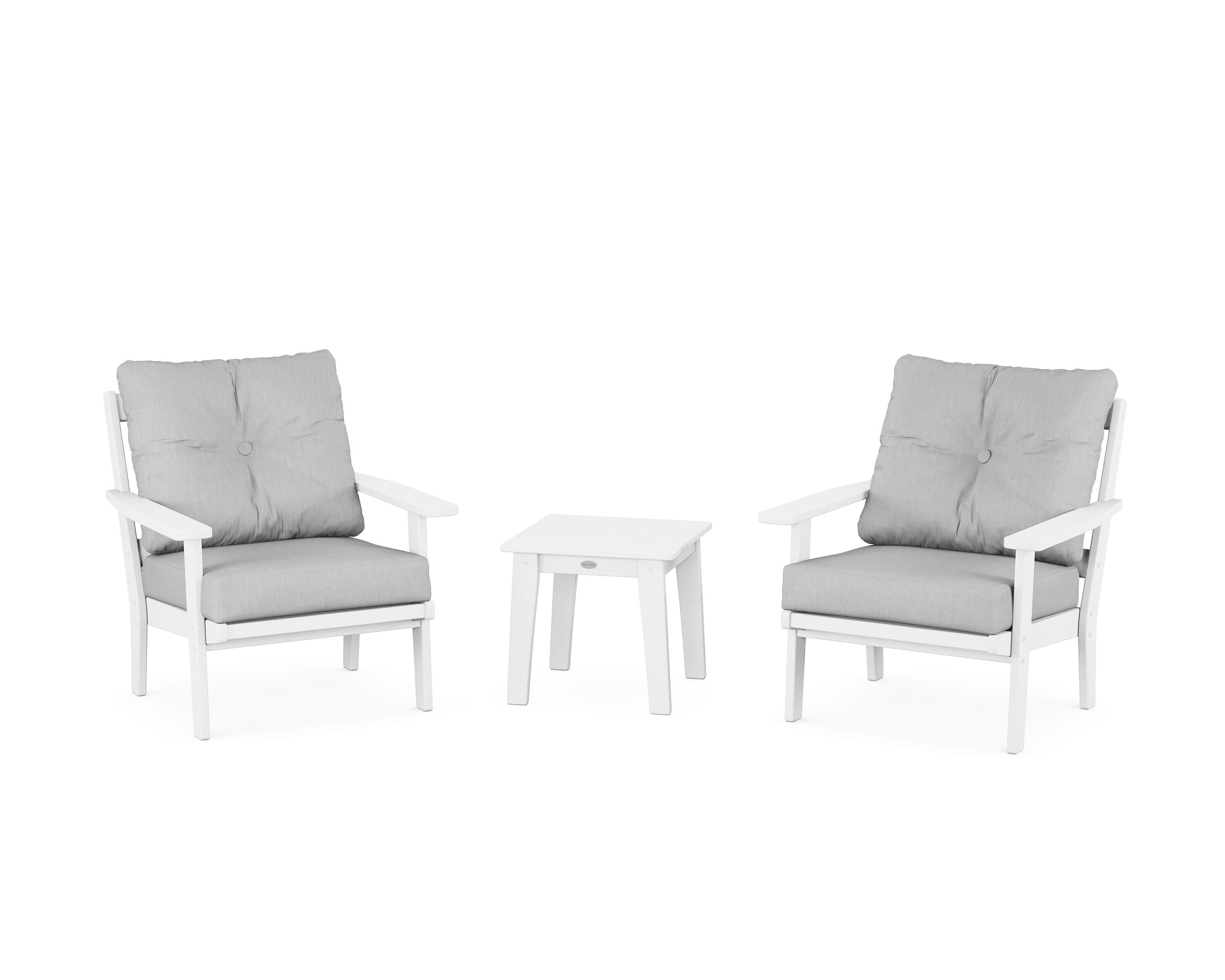 POLYWOOD® Prairie 3-Piece Deep Seating Set in White / Granite