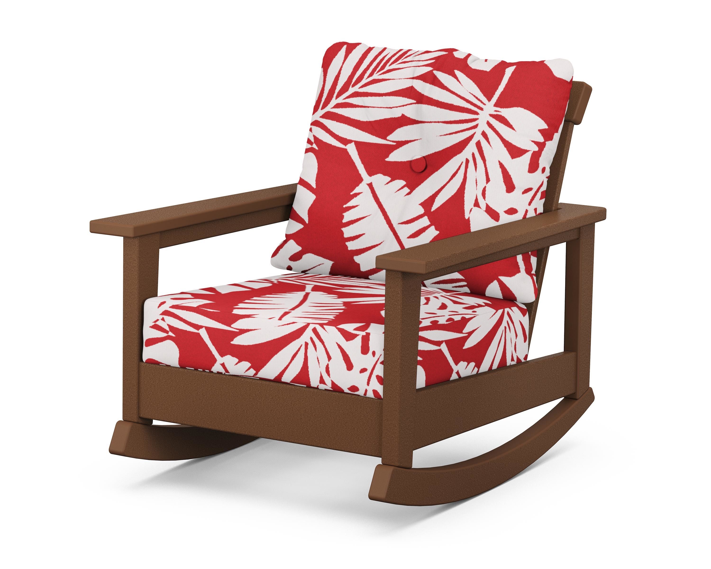 POLYWOOD® Prescott Deep Seating Rocking Chair in Teak / Leaf Crimson
