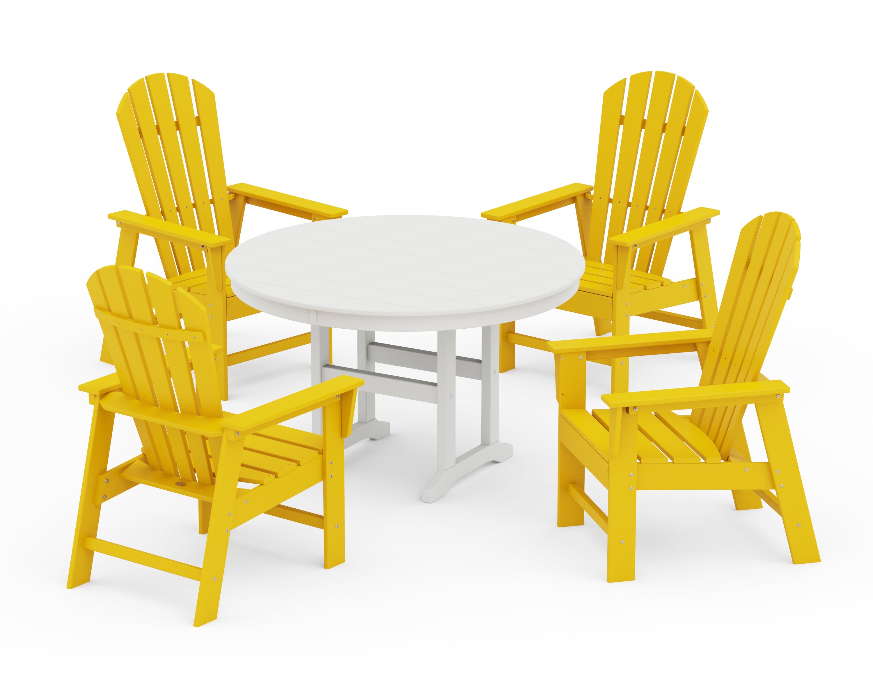 POLYWOOD® South Beach 5-Piece Round Farmhouse Dining Set in Lemon / White
