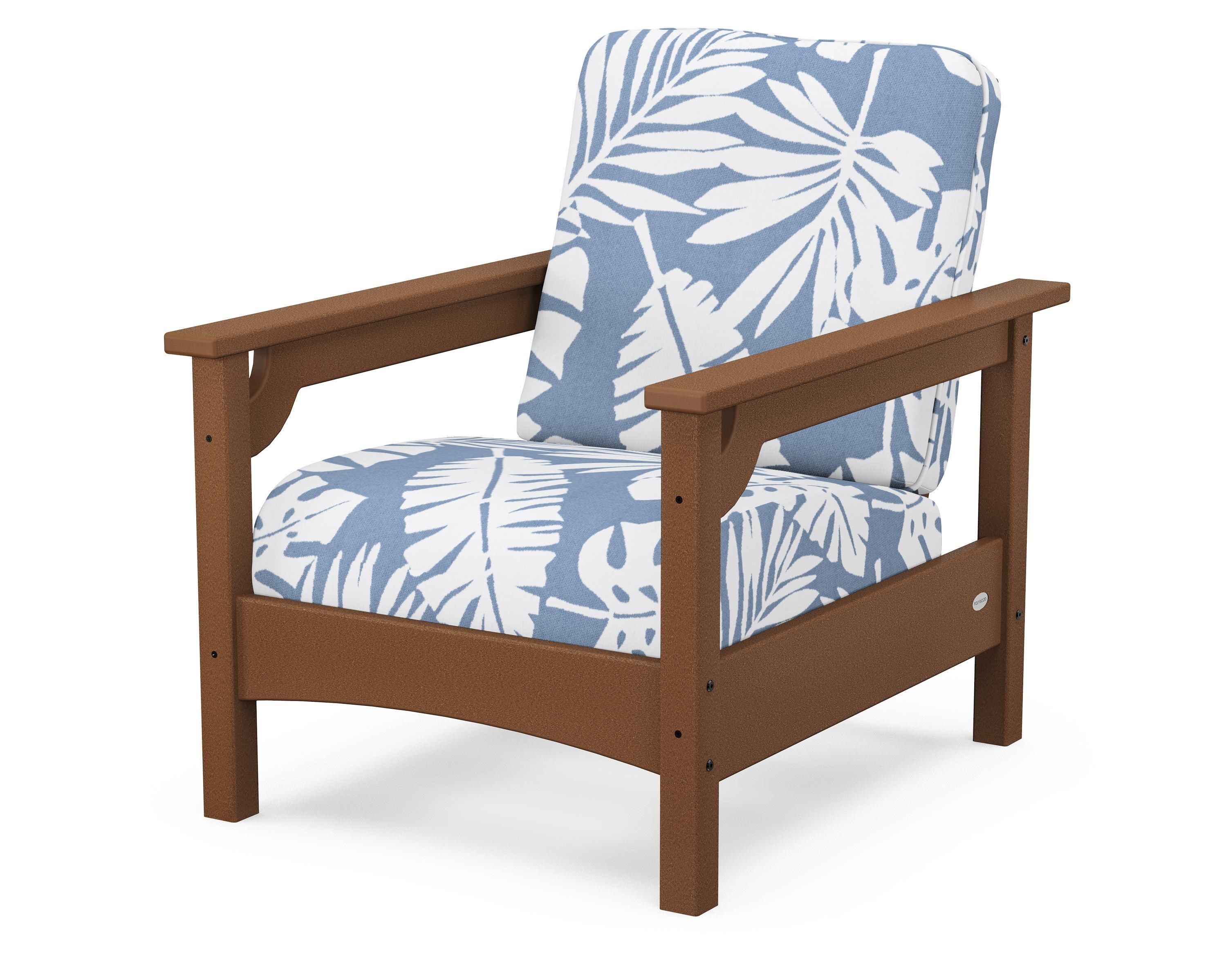 POLYWOOD® Club Chair in Teak / Leaf Sky Blue