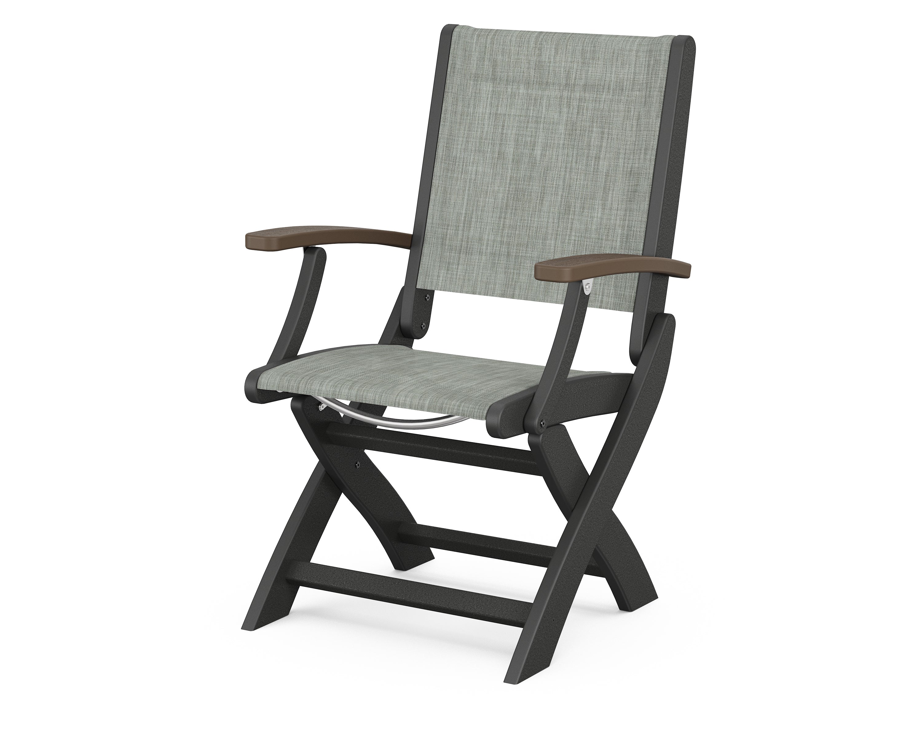 POLYWOOD® Coastal Folding Chair in Black / Kona / Birch Sling