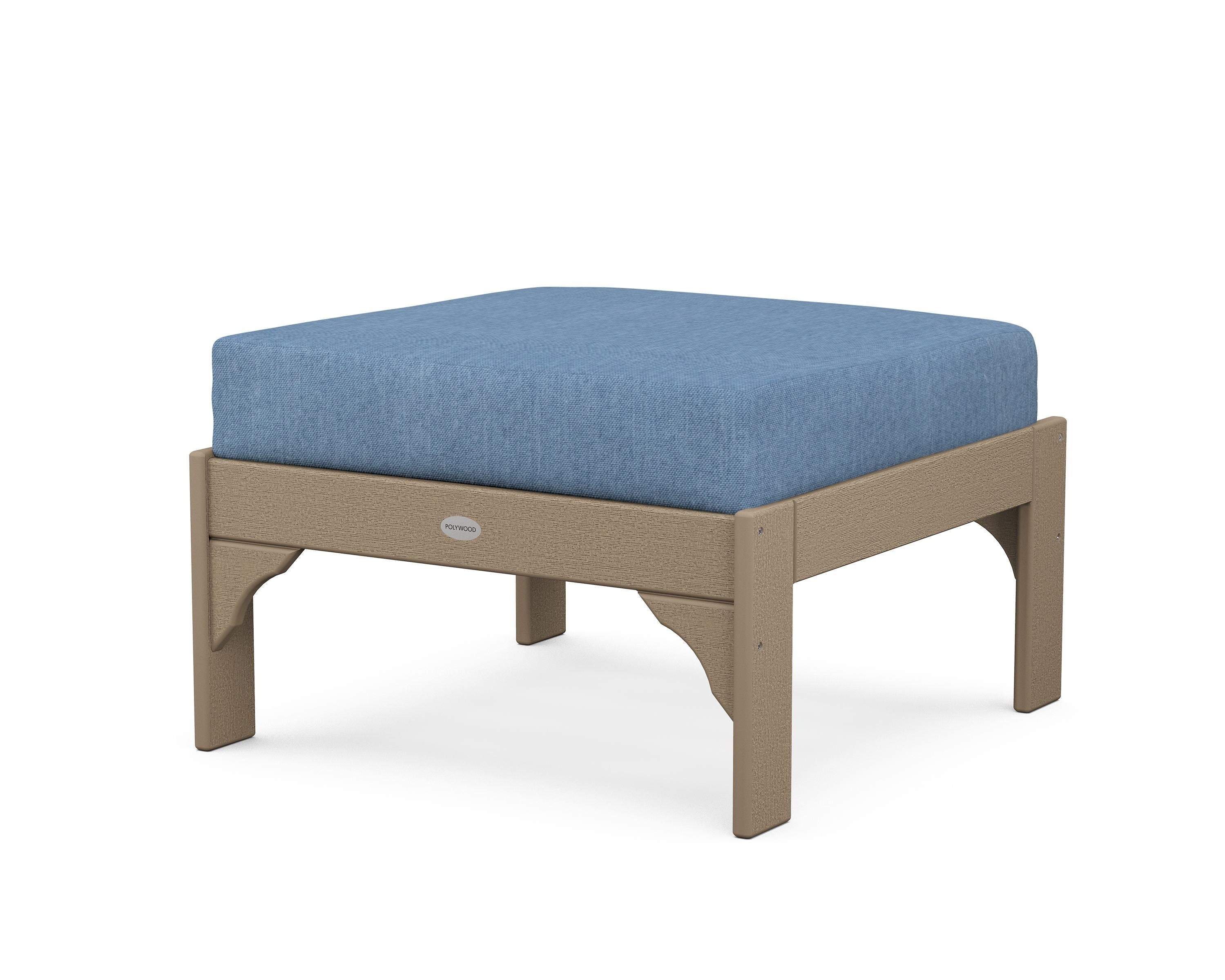 POLYWOOD® Vineyard Deep Seating Ottoman in Vintage Sahara / Sky Blue