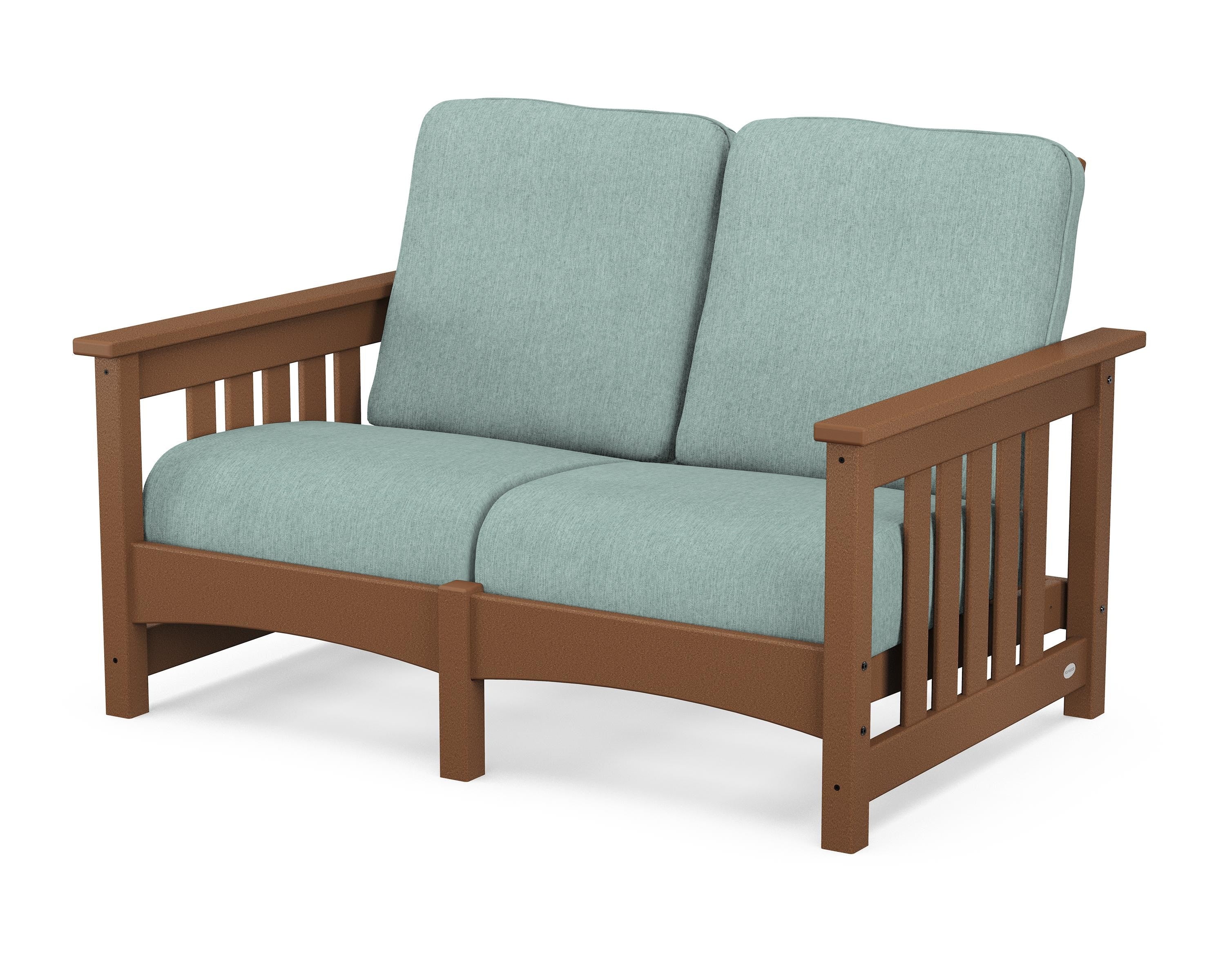 POLYWOOD® Club Mission Loveseat in Teak / Glacier Spa