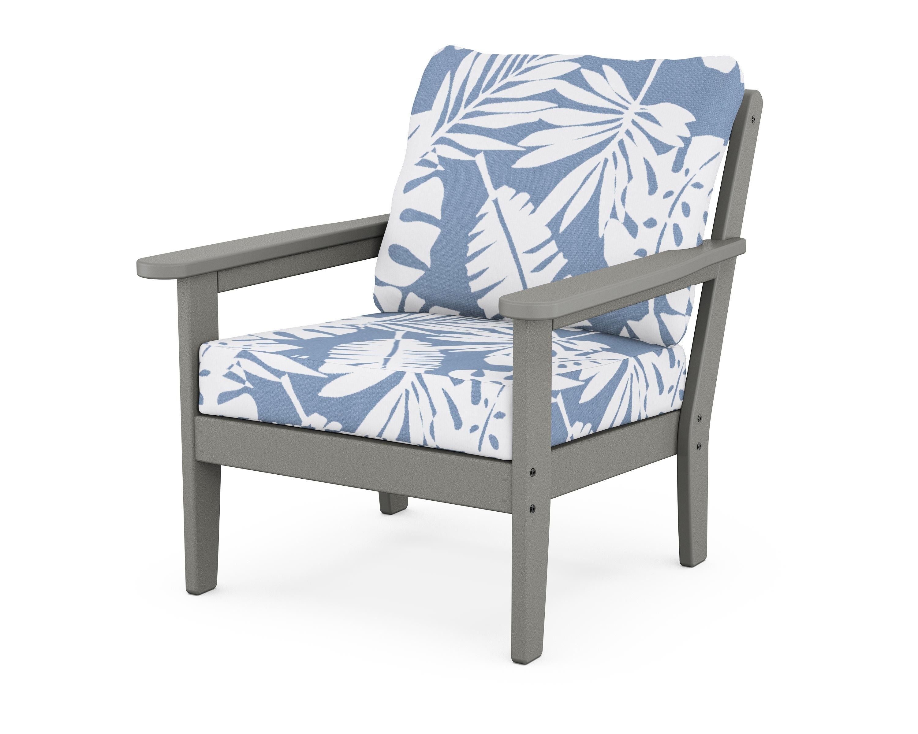 Country Living Cottage Deep Seating Chair in Slate Grey / Leaf Sky Blue