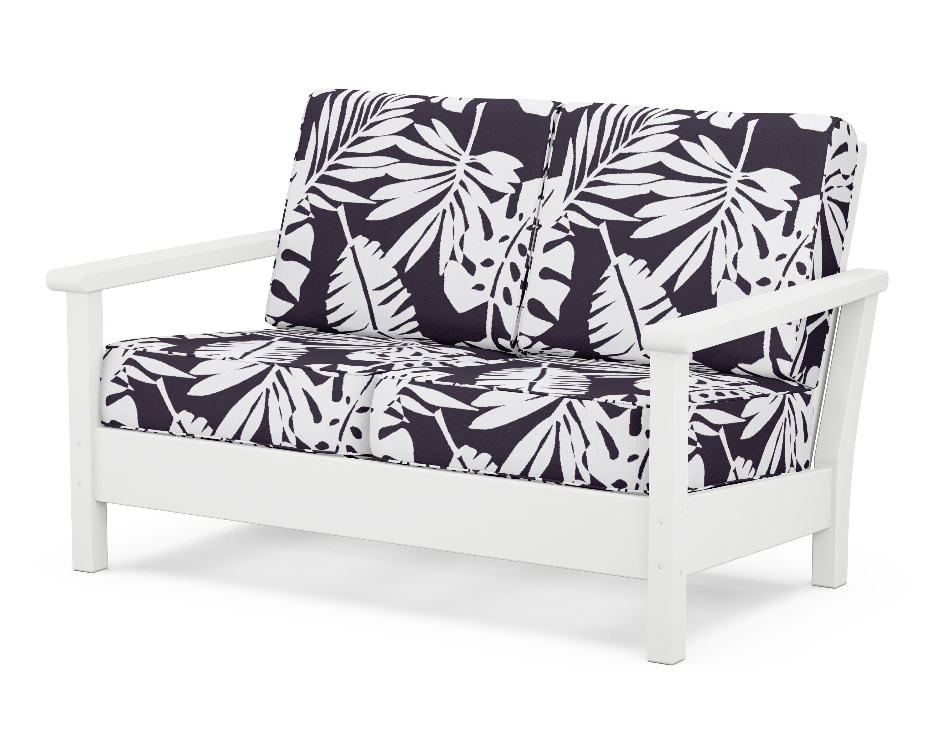 POLYWOOD® Harbour Deep Seating Loveseat in White / Leaf Navy