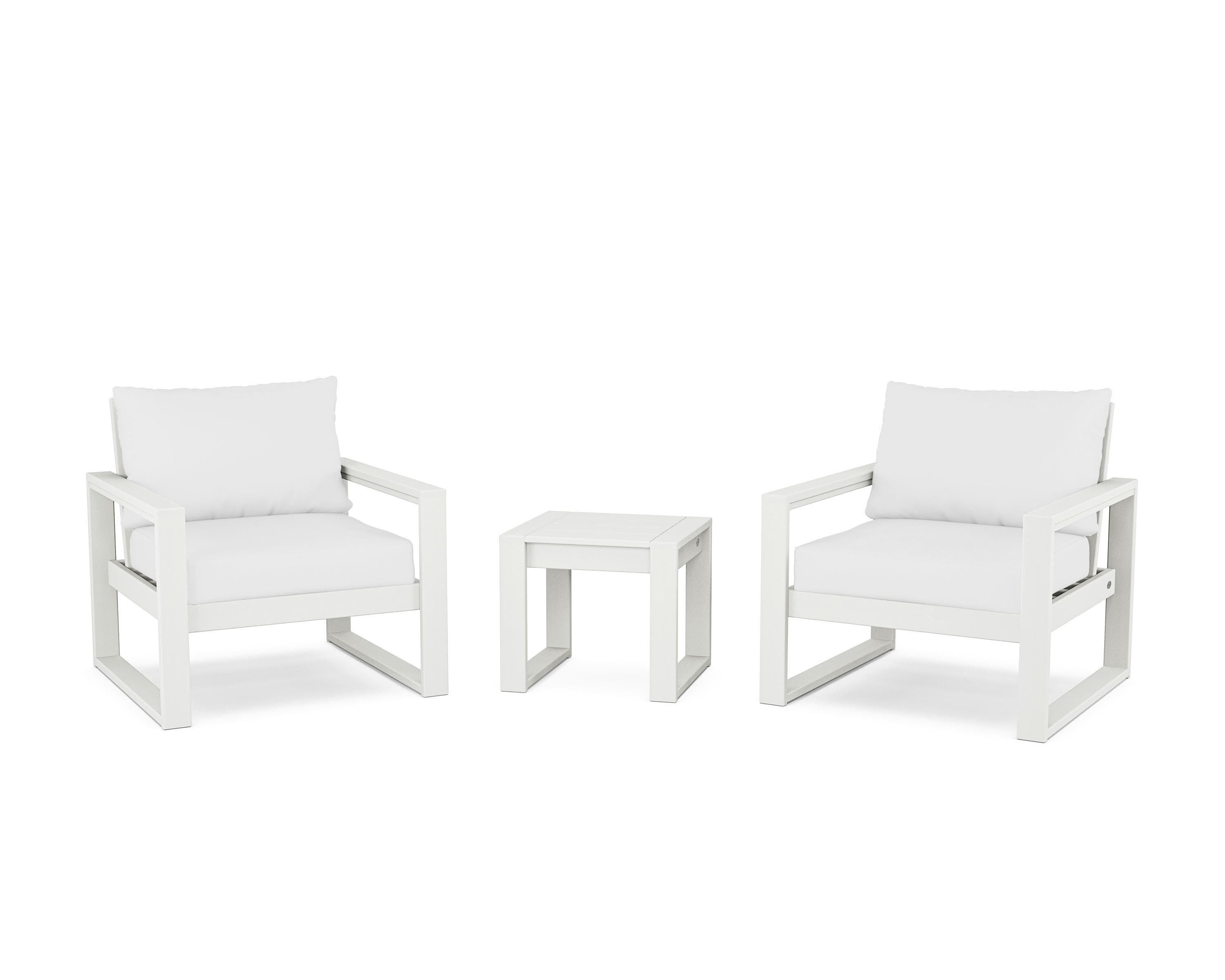 POLYWOOD® EDGE Sectional 3-Piece Deep Seating Set in Vintage White / Natural